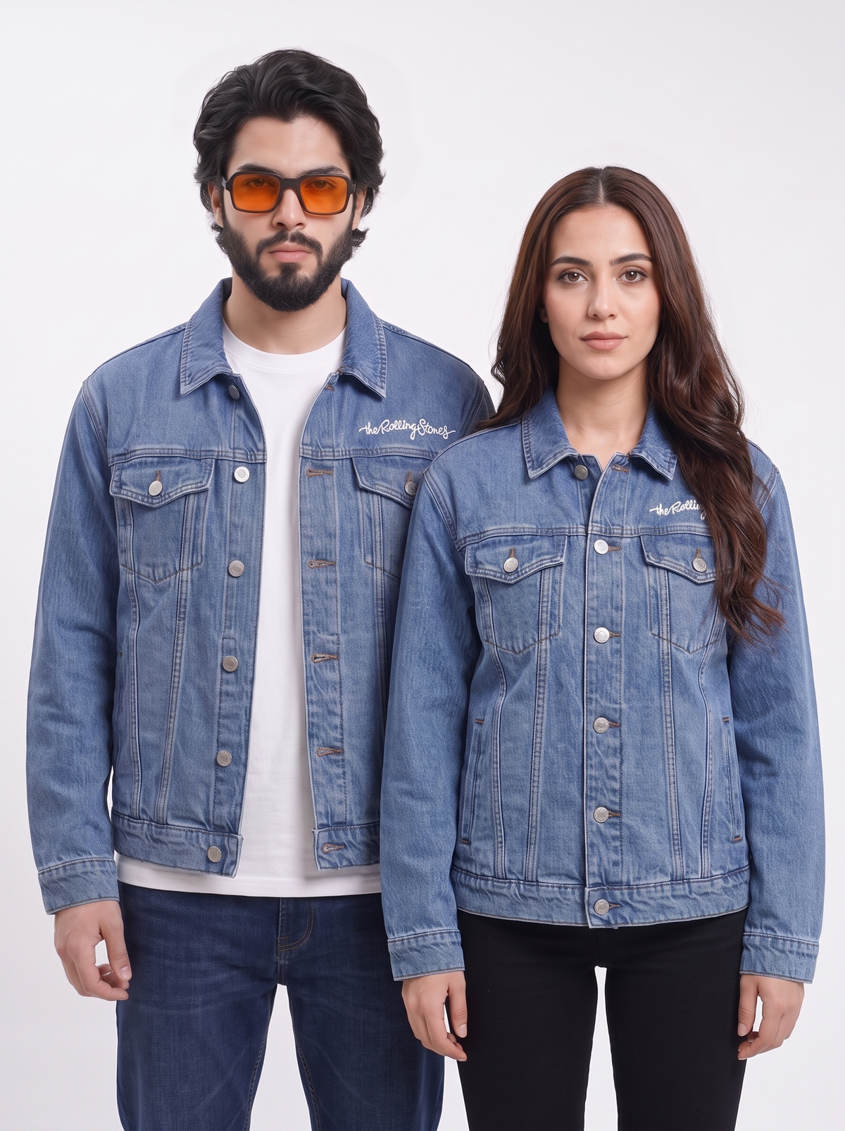 Unisex Rolling Stones Graphic Denim Jacket – Vintage Tour '78 Oversized Jean Trucker Jacket
