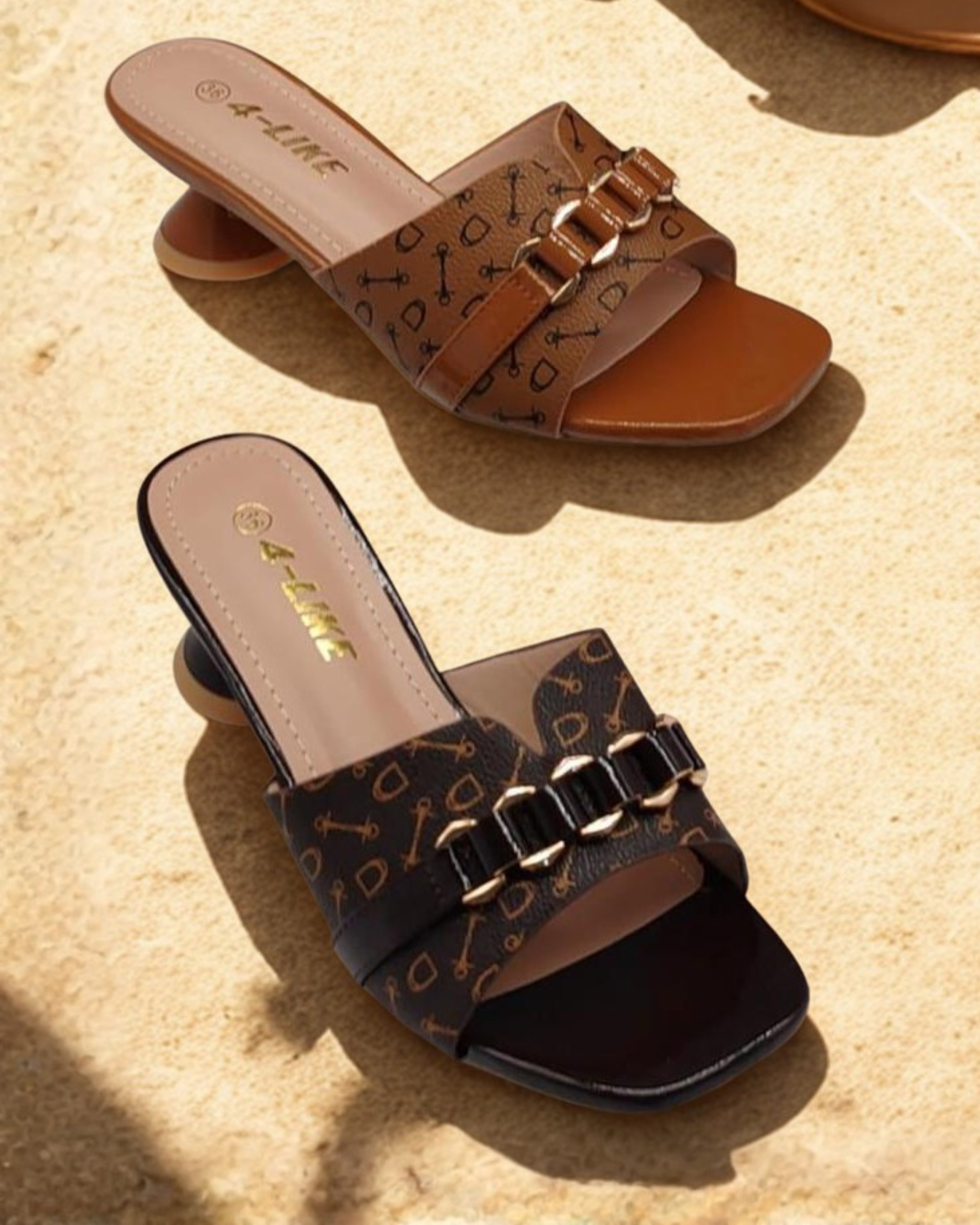 Women’s Low-Heel Slip-On Sandals with Stylish Buckle
