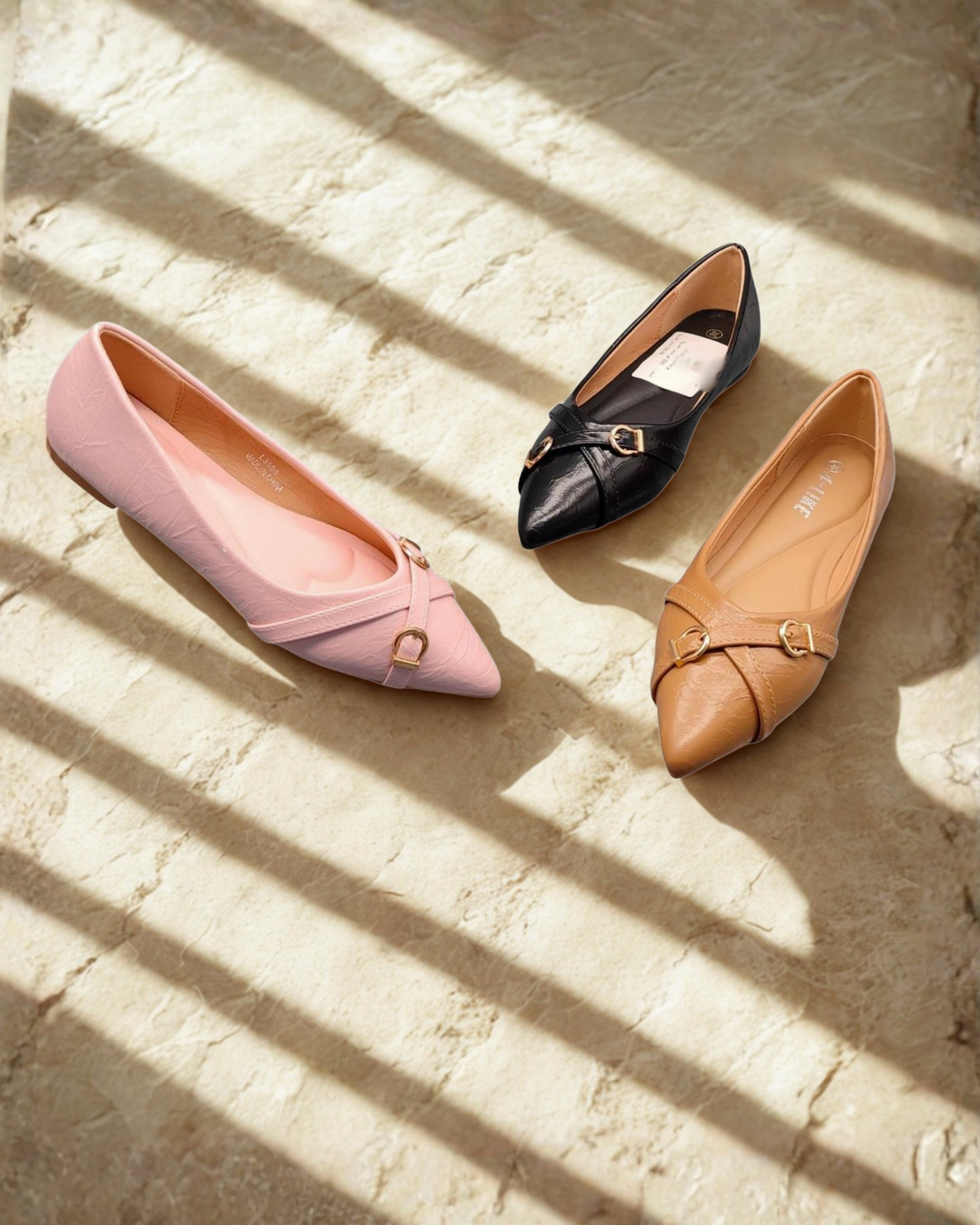 Women Pointed-toe Sandal ballet flats in a Buckle style