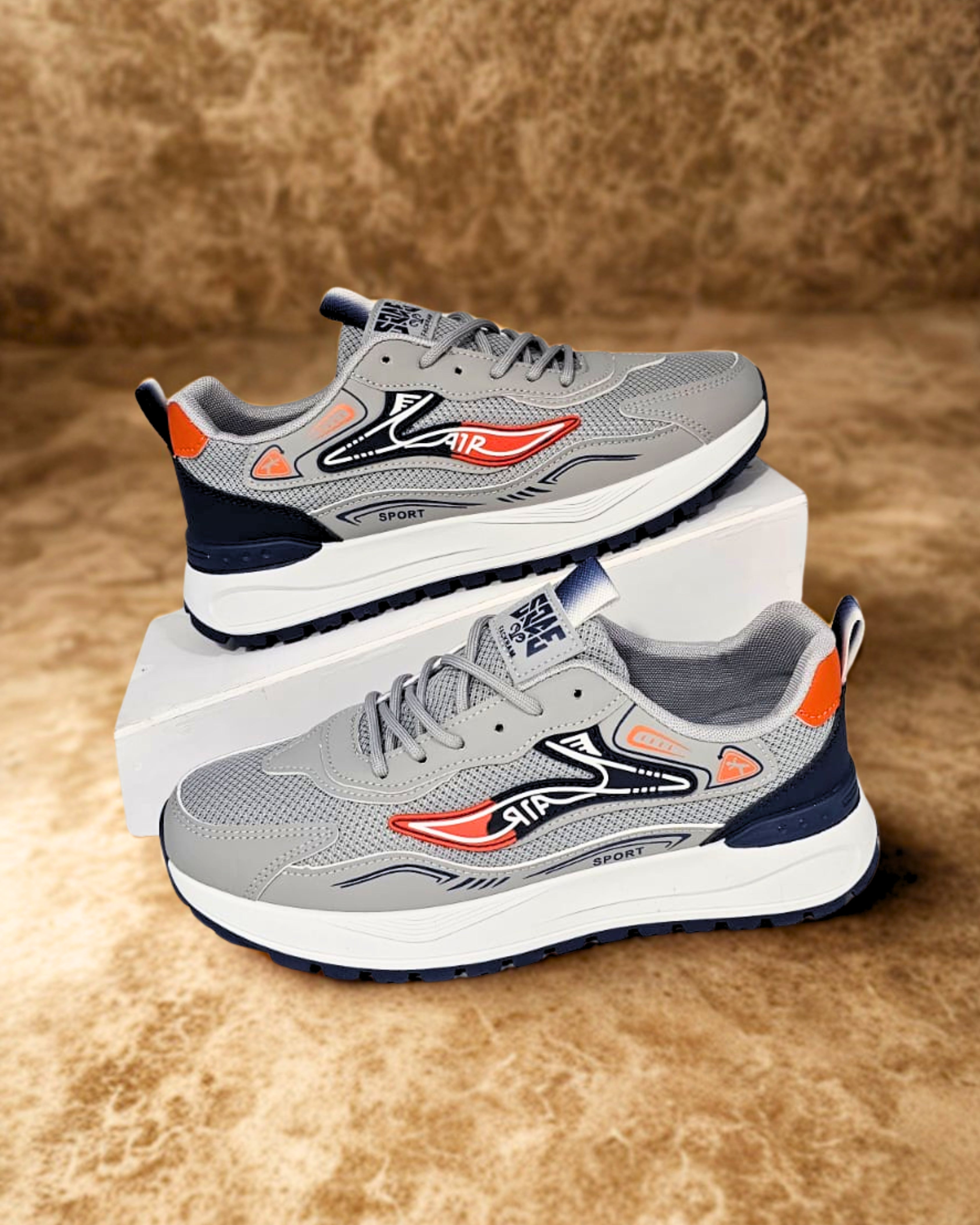 Men’s Black & Grey Running Sneakers – Lightweight Mesh Sports Shoes | Finelook