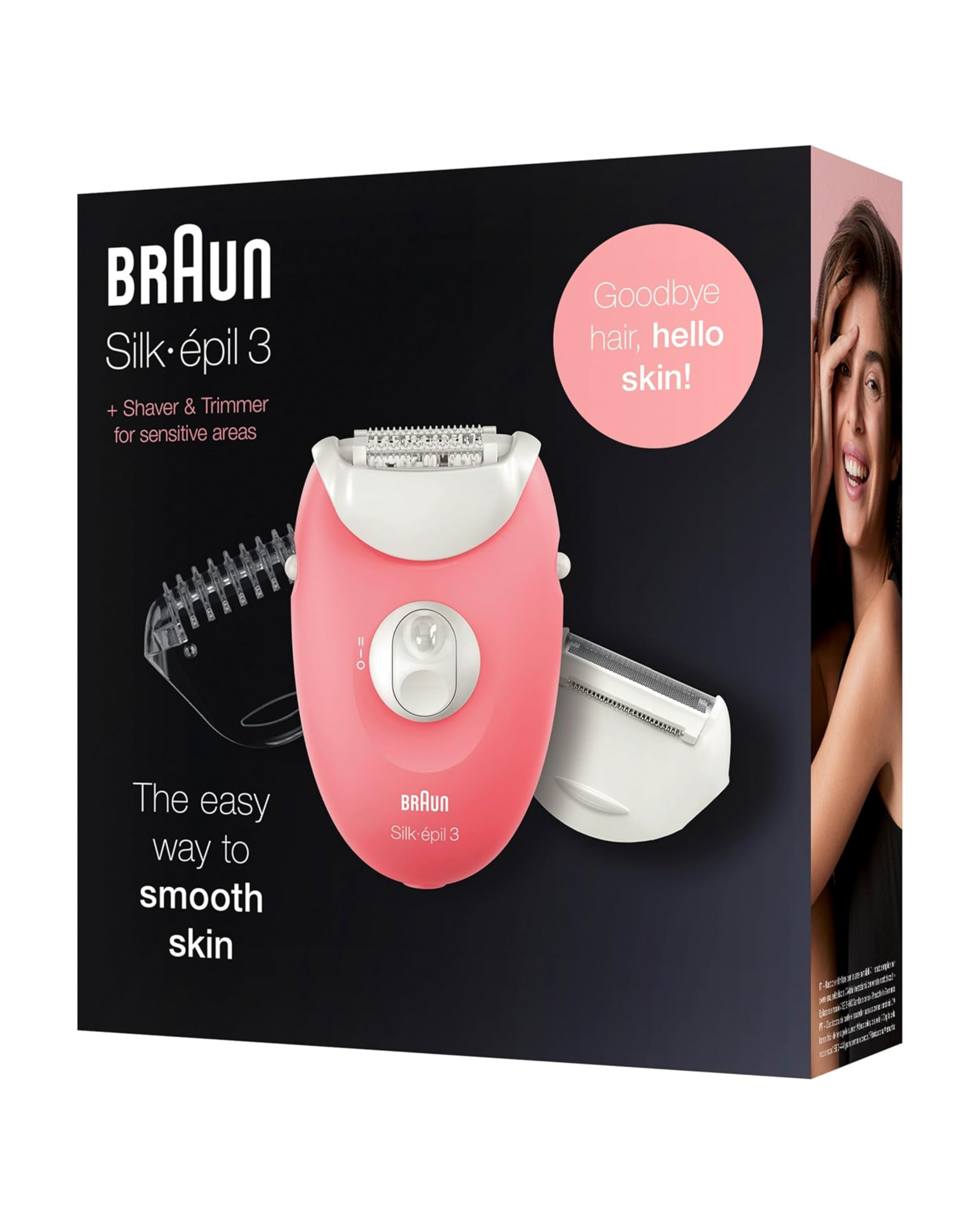 Braun Silk-épil 3 + Shaver & Trimmer for sensitive areas - 3 In 1 Hair Removal Epilator