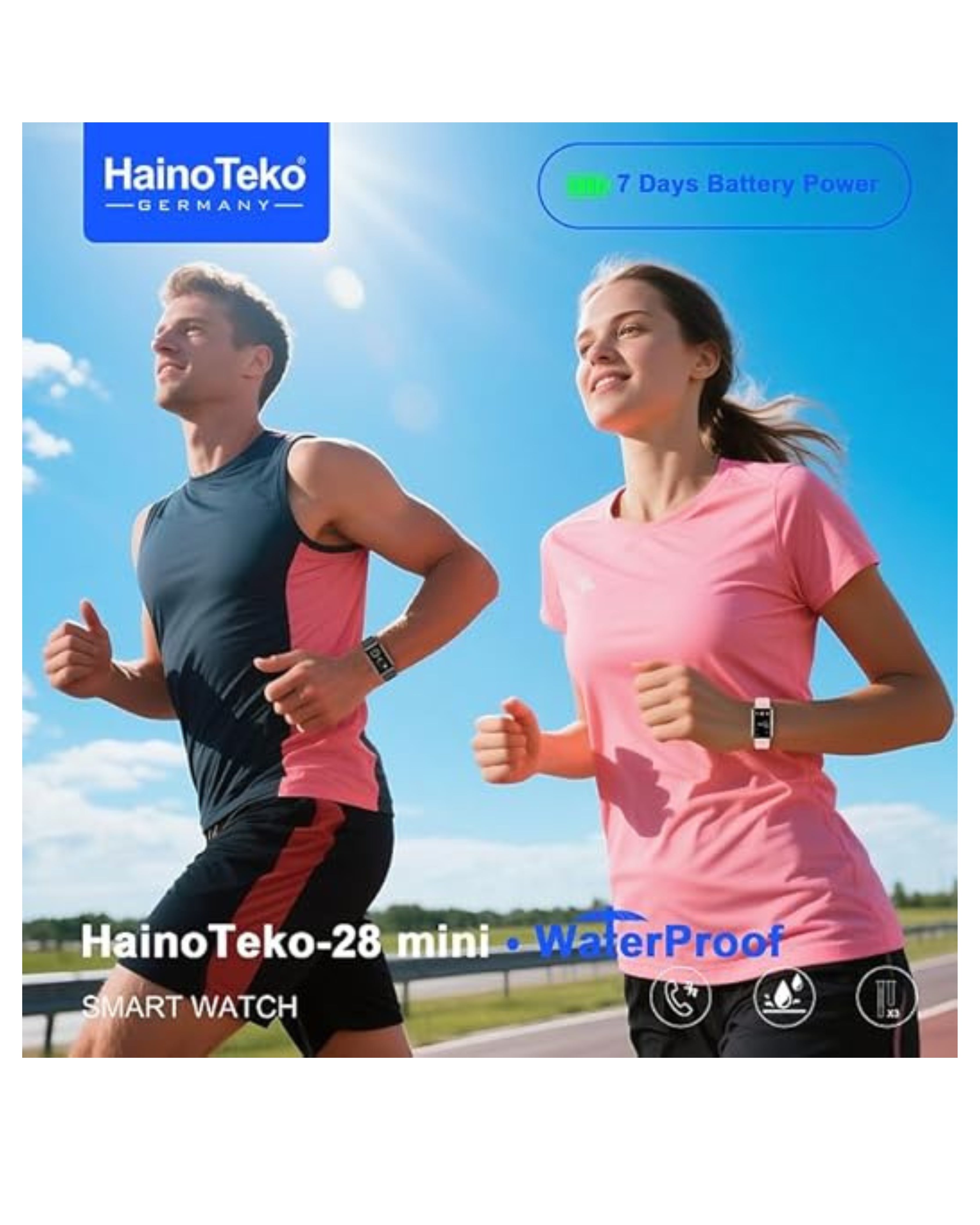 HainoTeko-28 Mini Waterproof Smart Watch with AMOLED Display Bluetooth Calling