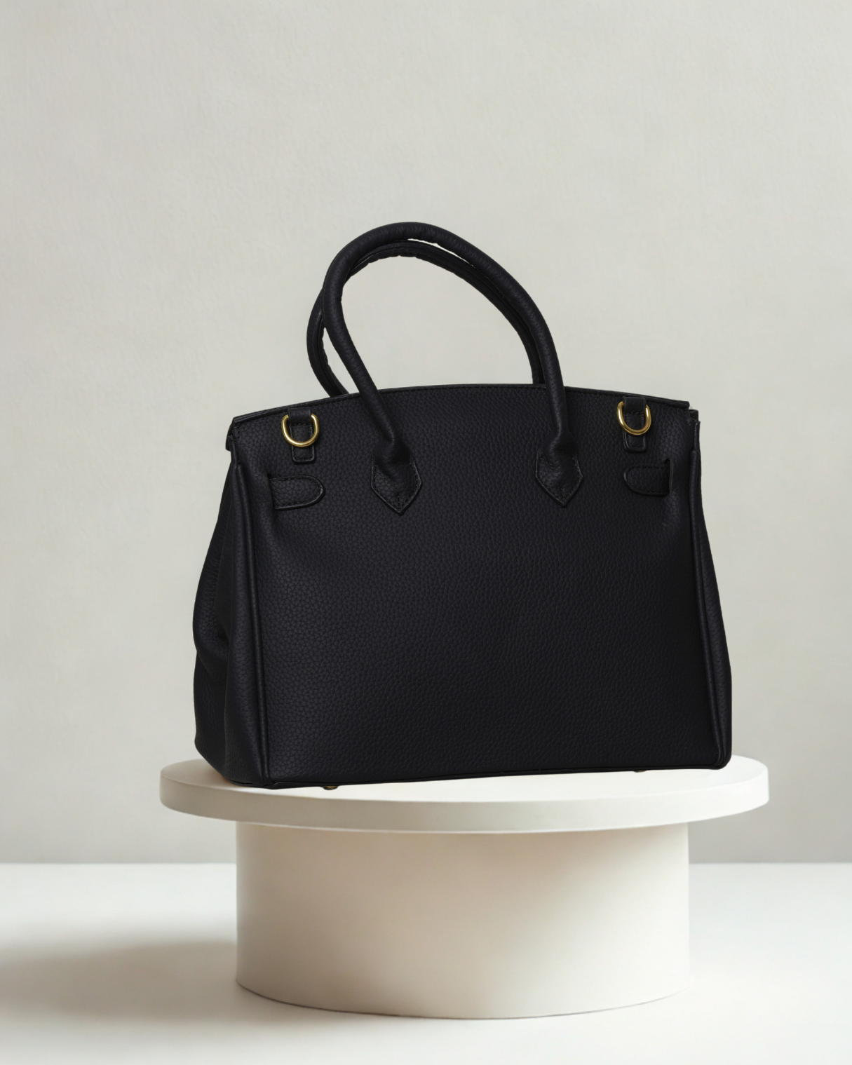 Classic Pebbled Top Handle Satchel | Elegant Turn-Lock Handbag & Crossbody