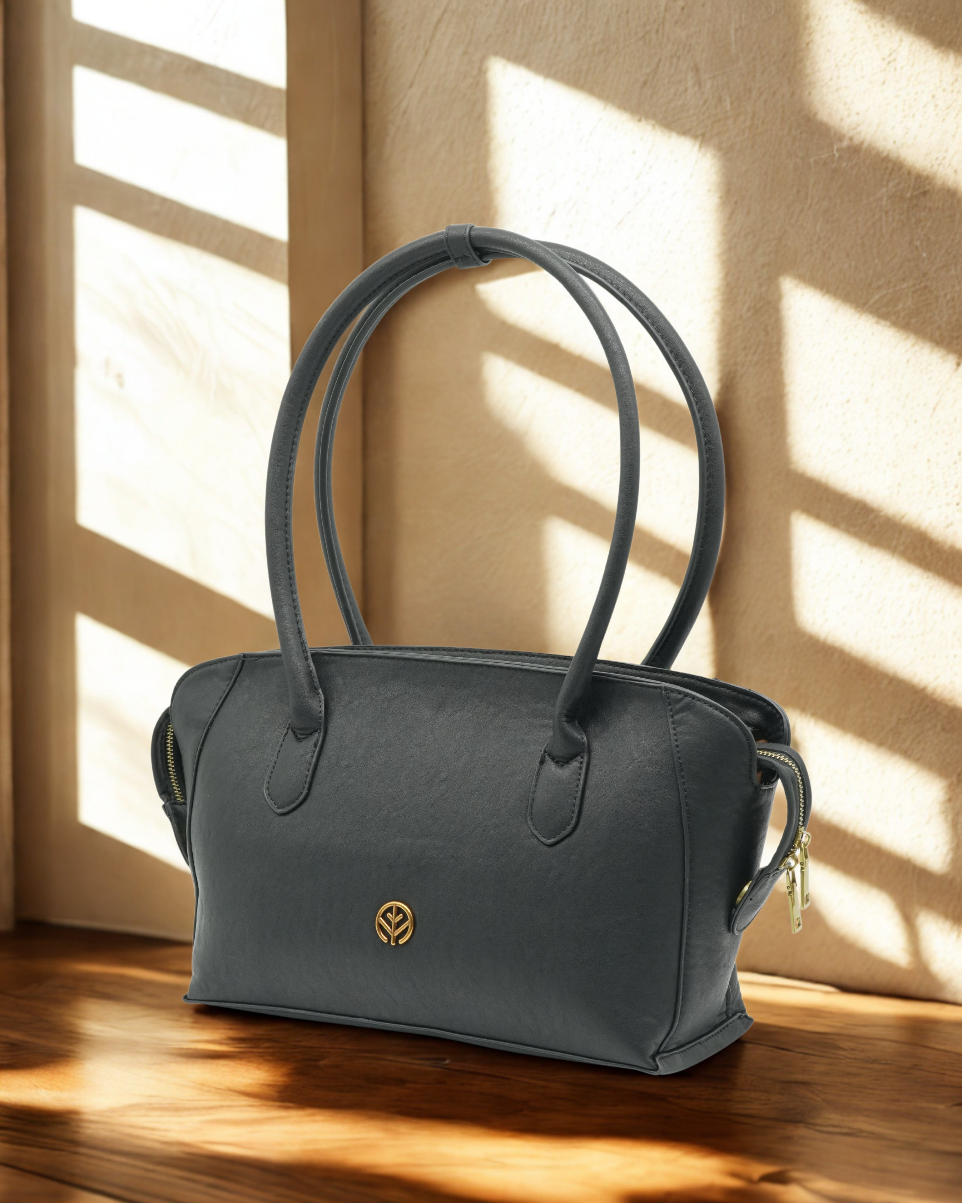 Premium PU Leather Office Tote Bag for Women – Elegant Work Handbag with Gold Accent & Zipper Closure