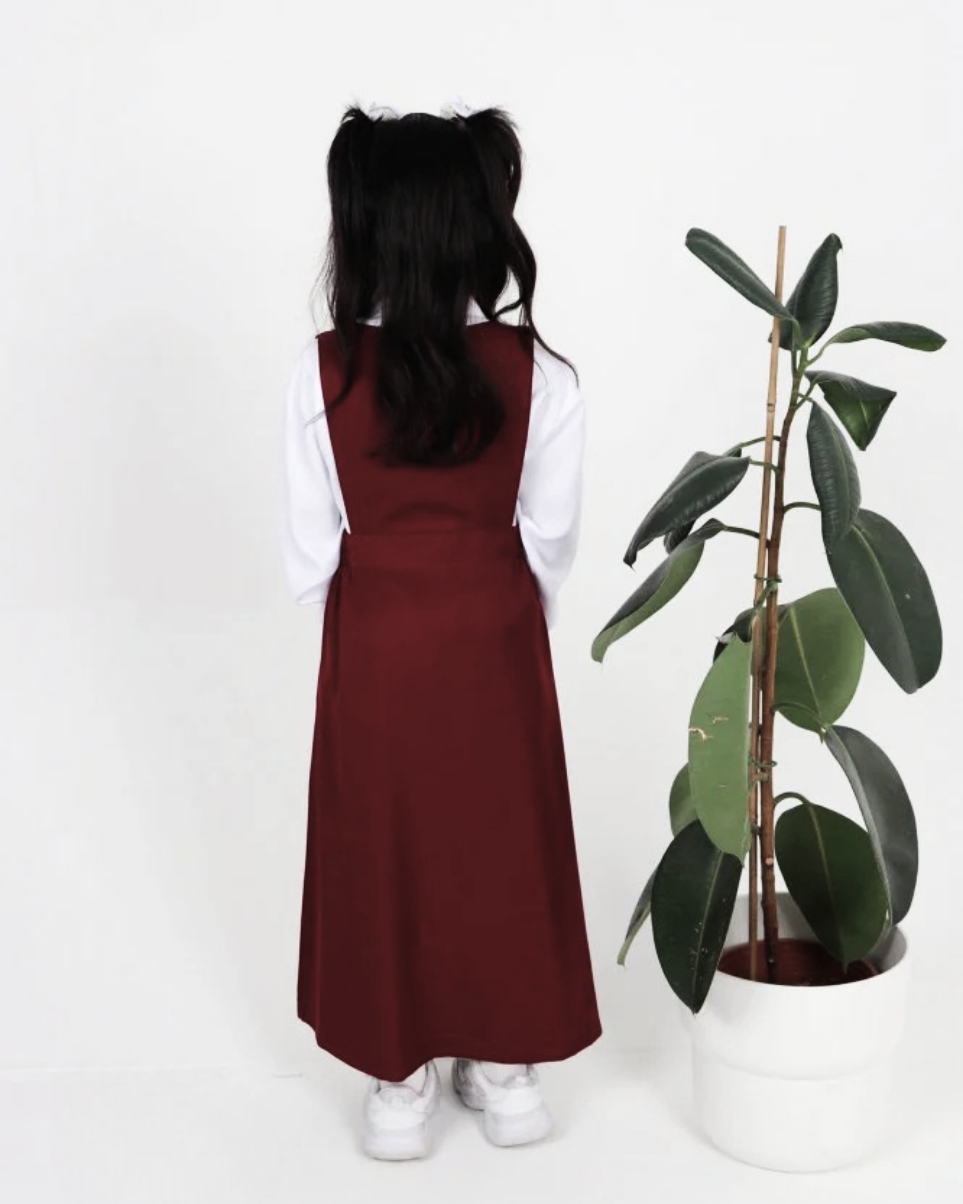 Classic Maroon School Uniform Dress with White Shirt
