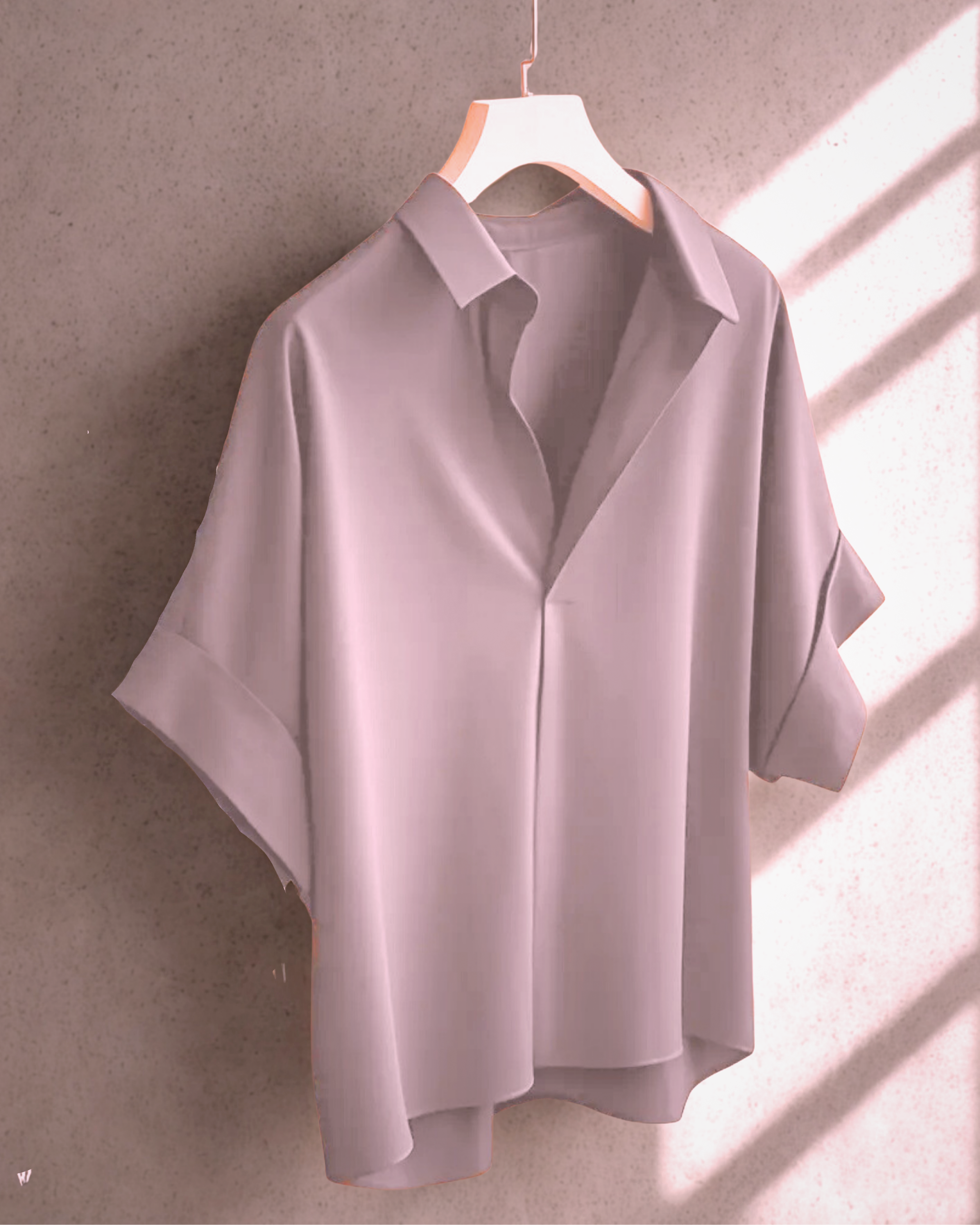 Women's Elegant Short Sleeve Blouse - Solid Color, Loose Fit, Collar Style