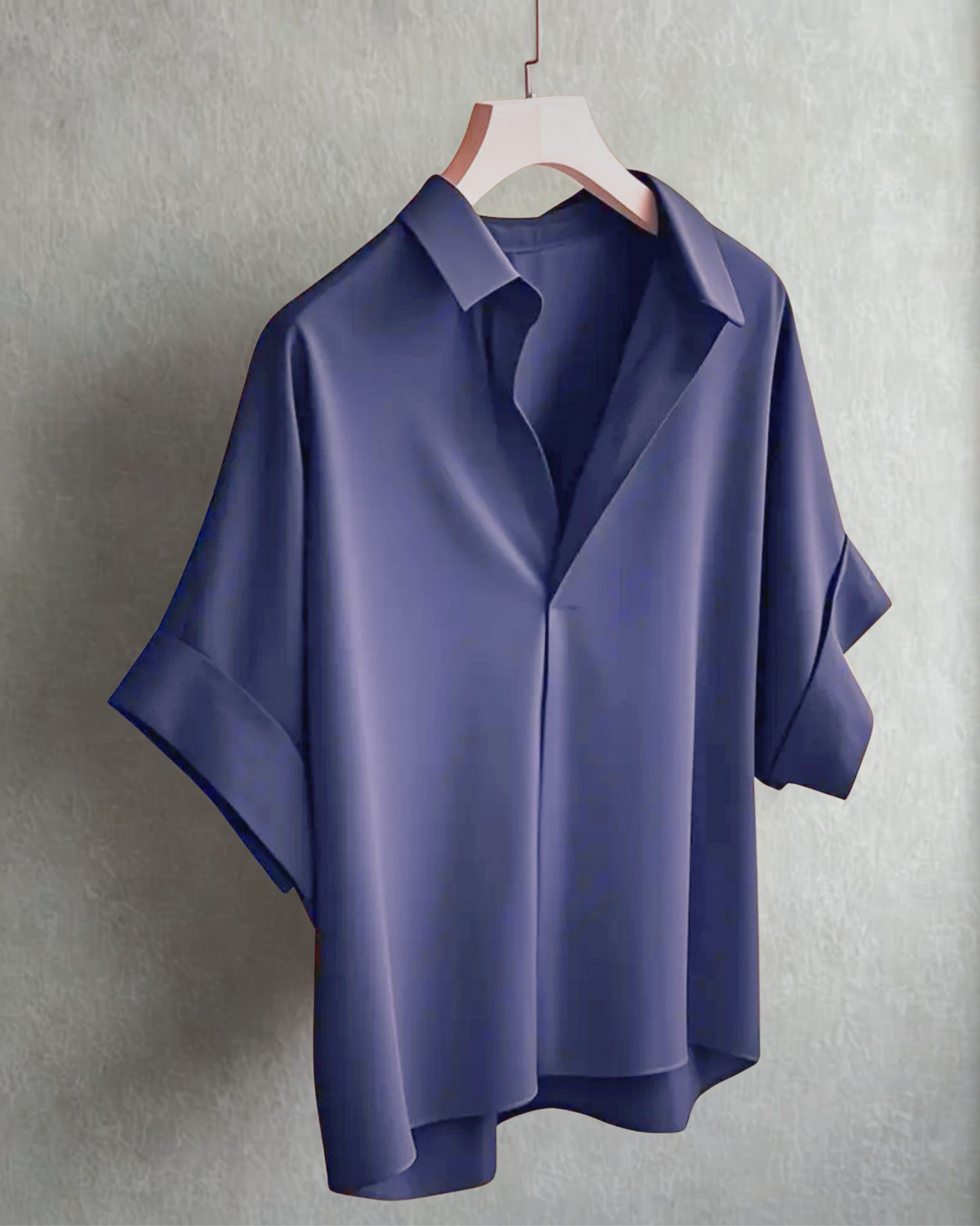 Women's Elegant Short Sleeve Blouse - Solid Color, Loose Fit, Collar Style
