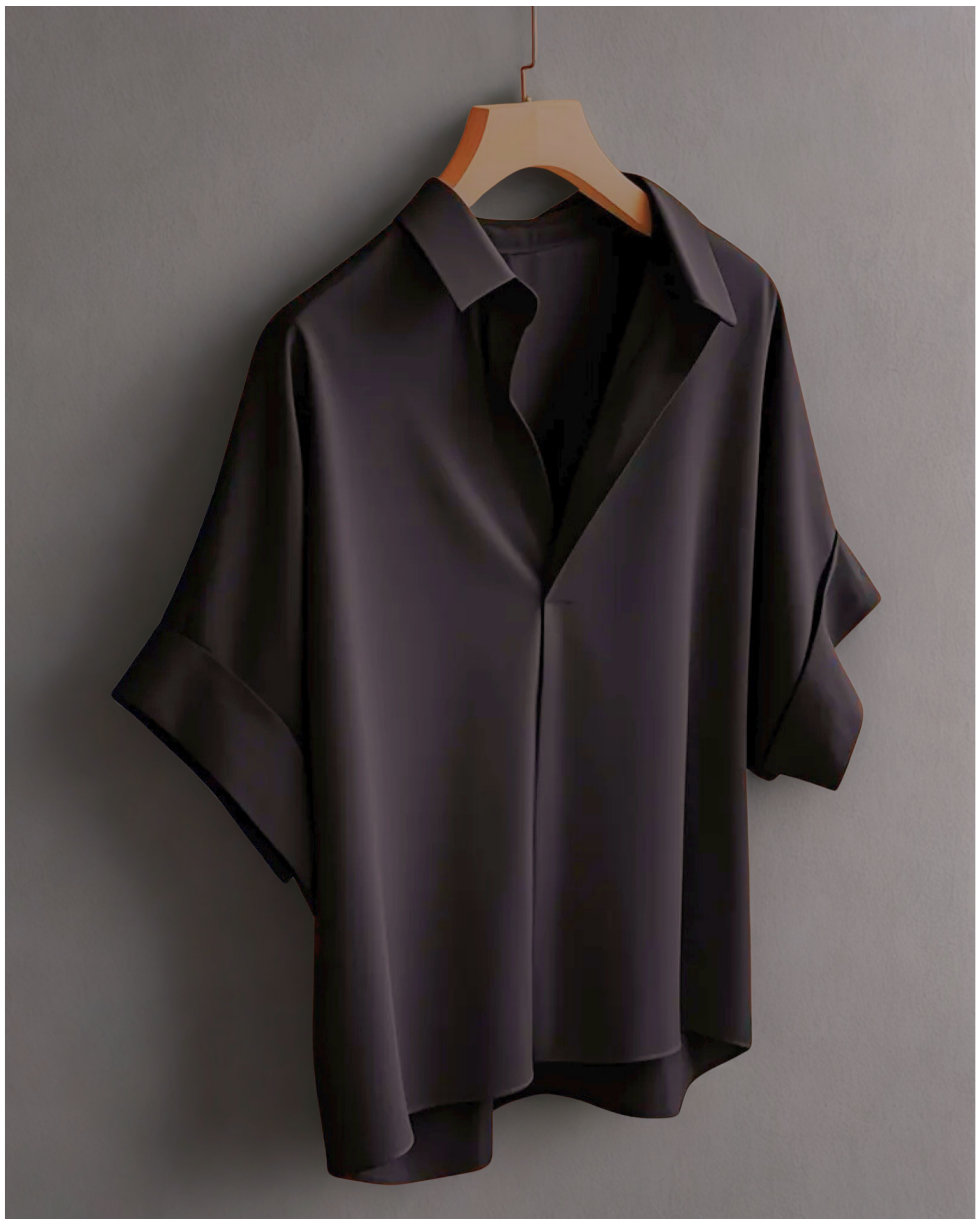 Women's Elegant Short Sleeve Blouse - Solid Color, Loose Fit, Collar Style