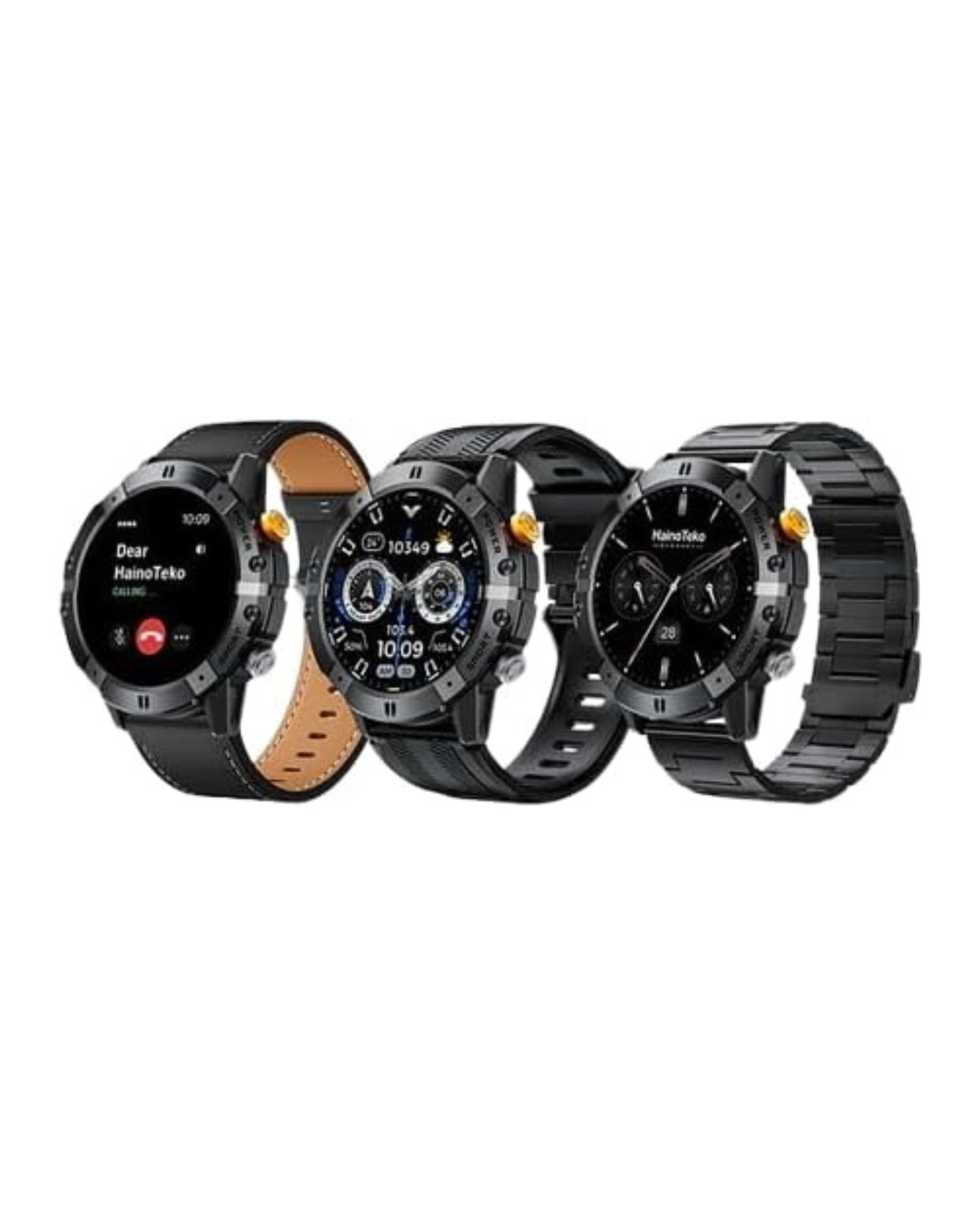 HainoTeko RW58 Round Smart watch with 3 Set Strap