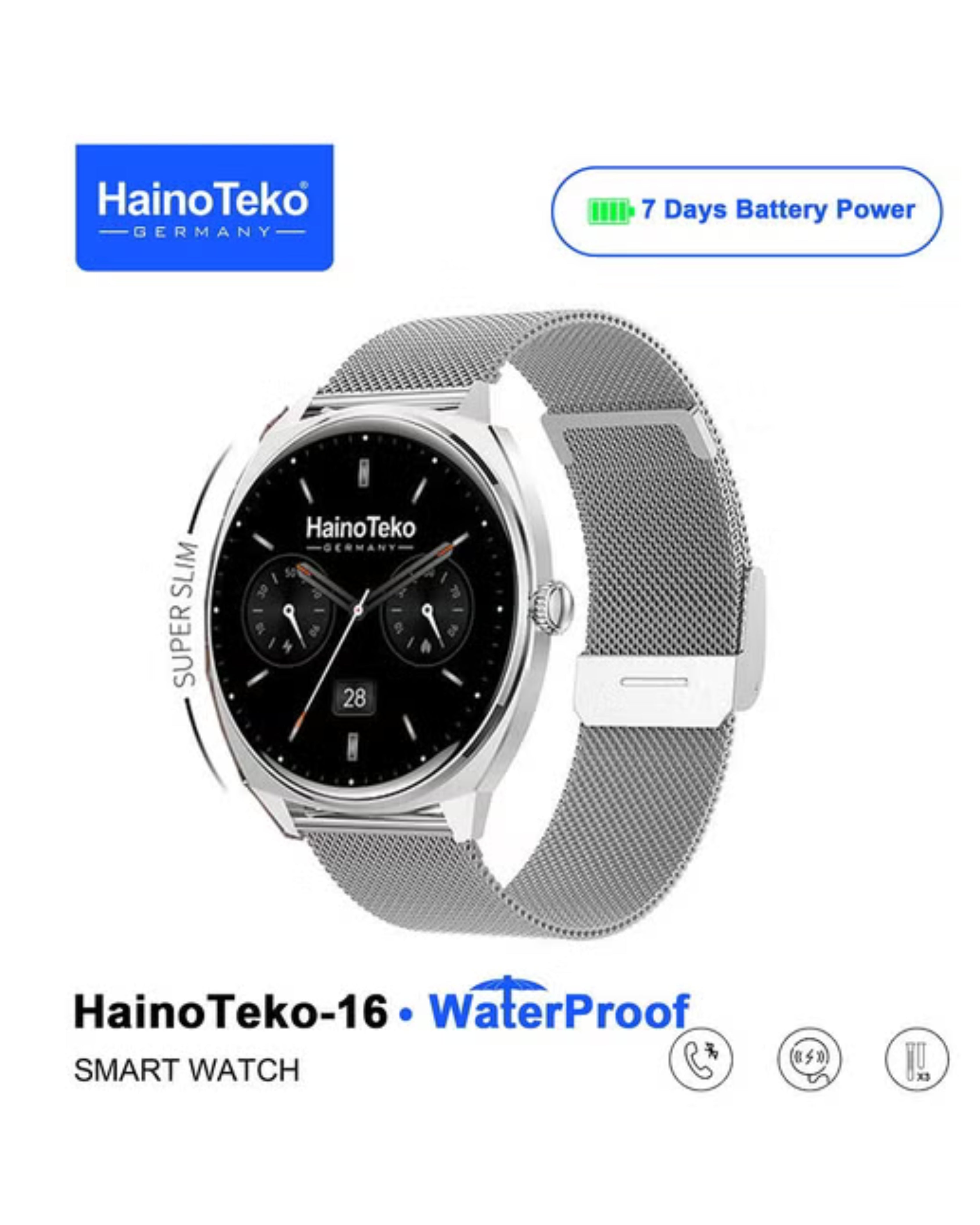 Haino teko 16 Ultra-Slim Waterproof Smartwatch with Full AMOLED Display