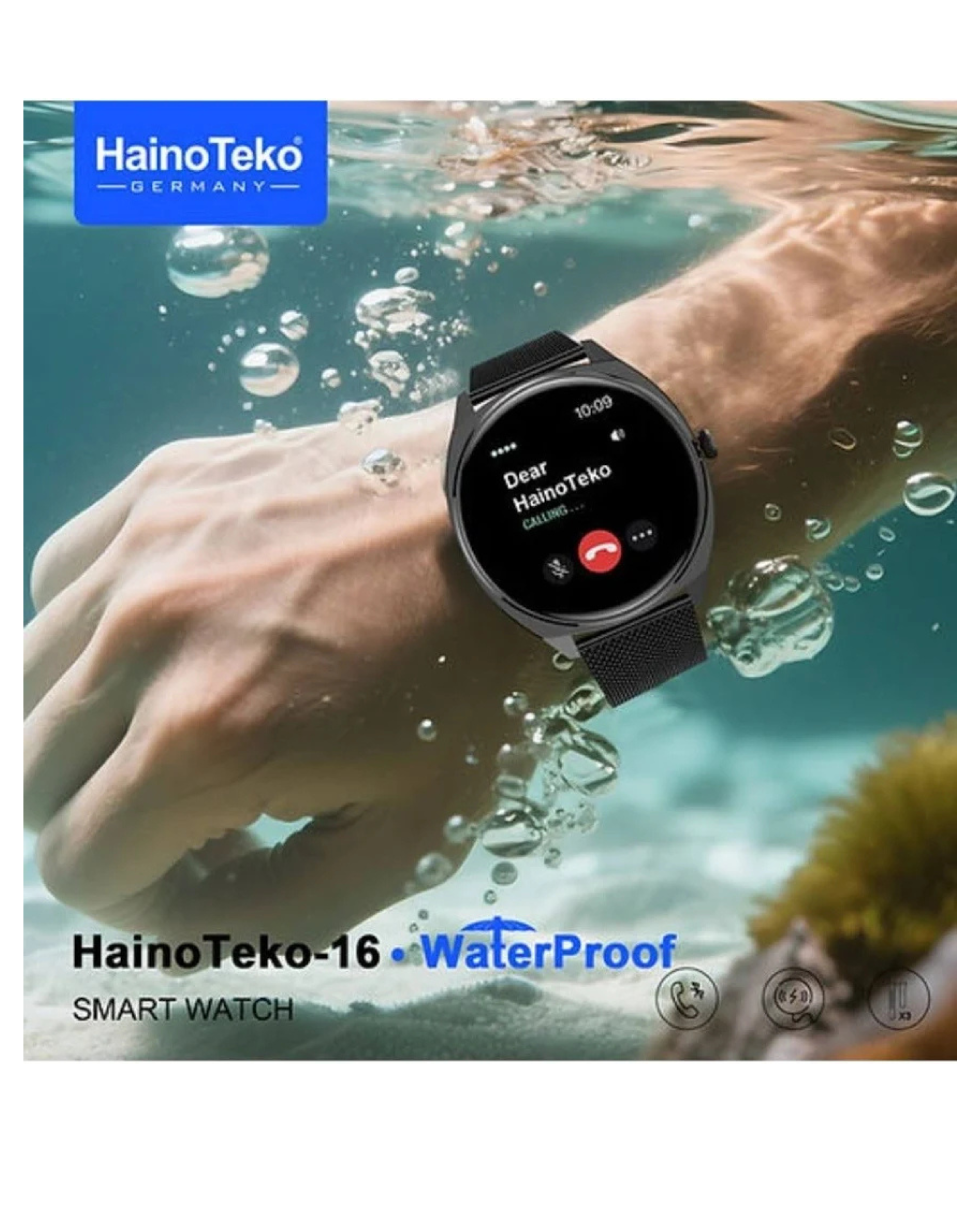 Haino Teko 16 Ultra-Slim Waterproof Smartwatch with Full AMOLED Display 3 Straps