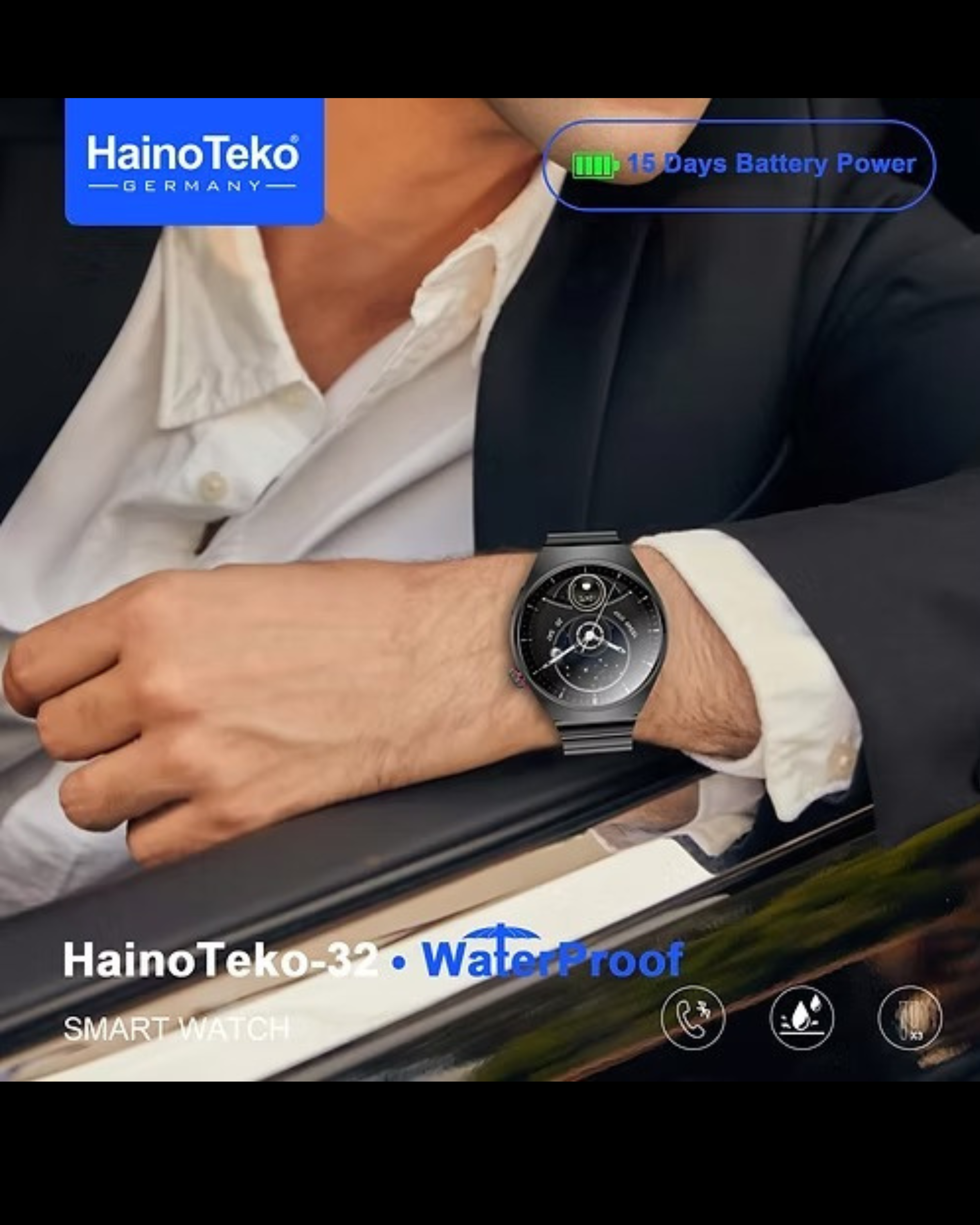 Haino Teko 32 Curved Glass Round Watch with long battery Life
