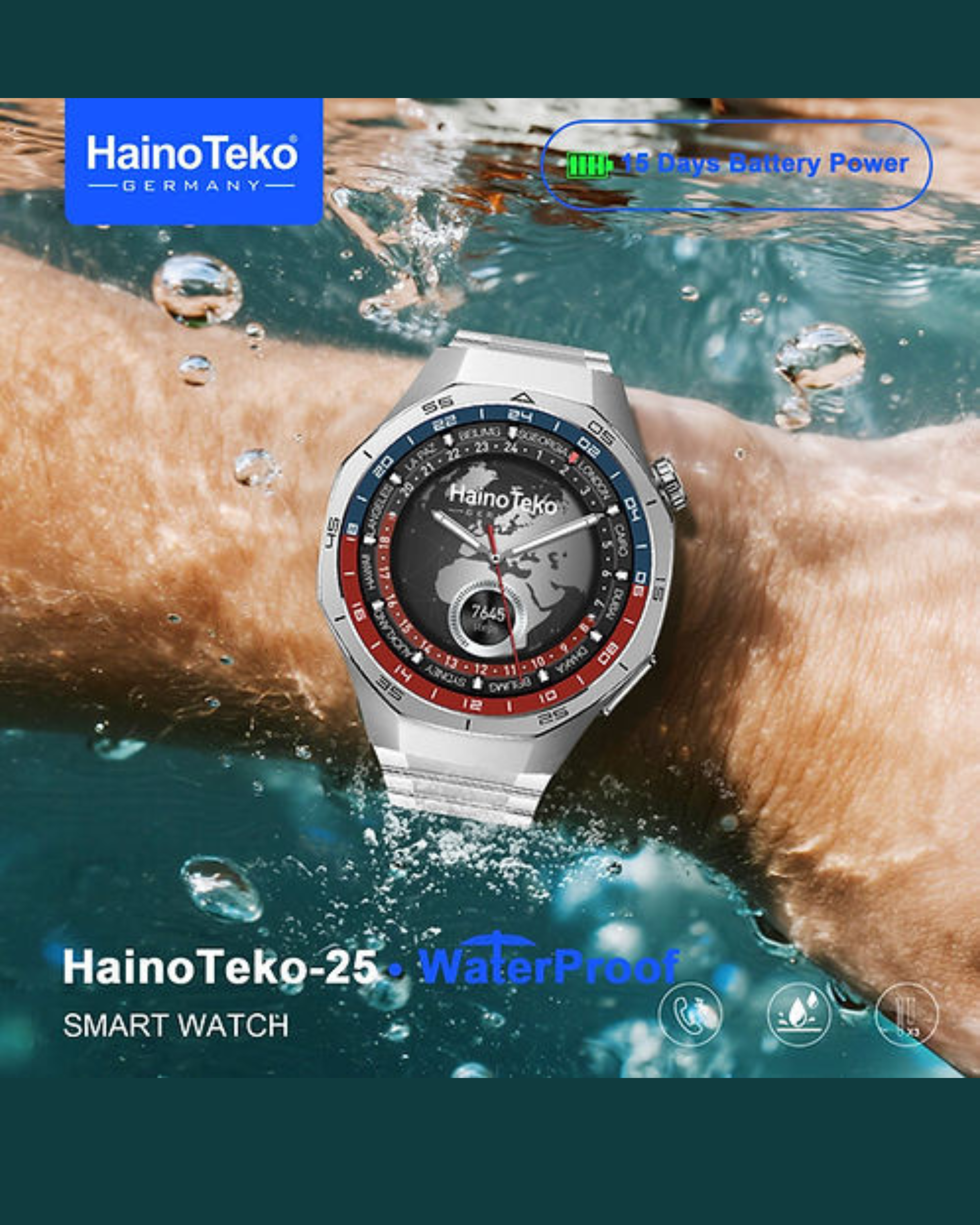 HainoTeko 25 Round Smart watch - Waterproof