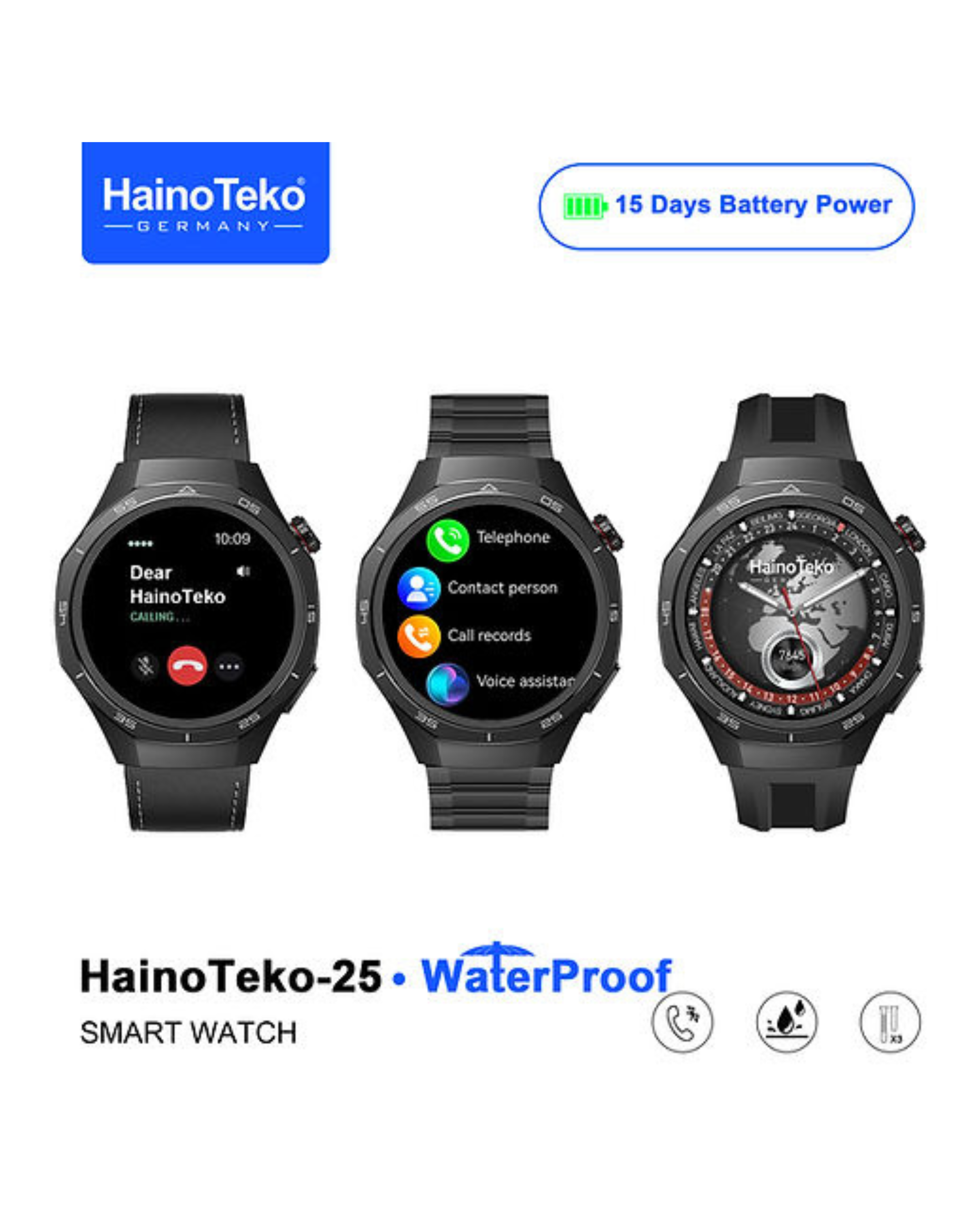 HainoTeko 25 Round Smart watch - Waterproof