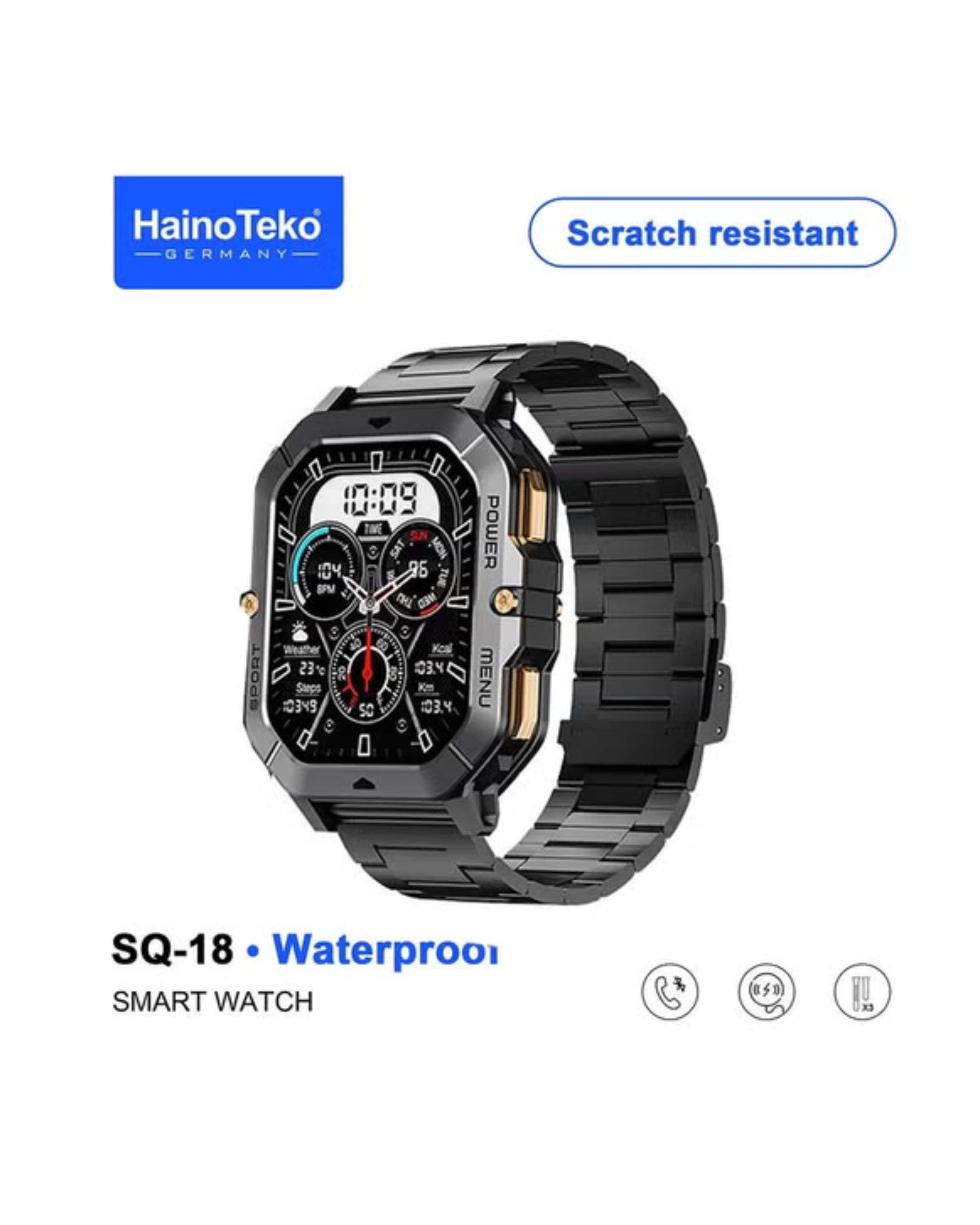 Haino Teko - SQ-18 Waterproof Smart Watch with three interchangeable straps