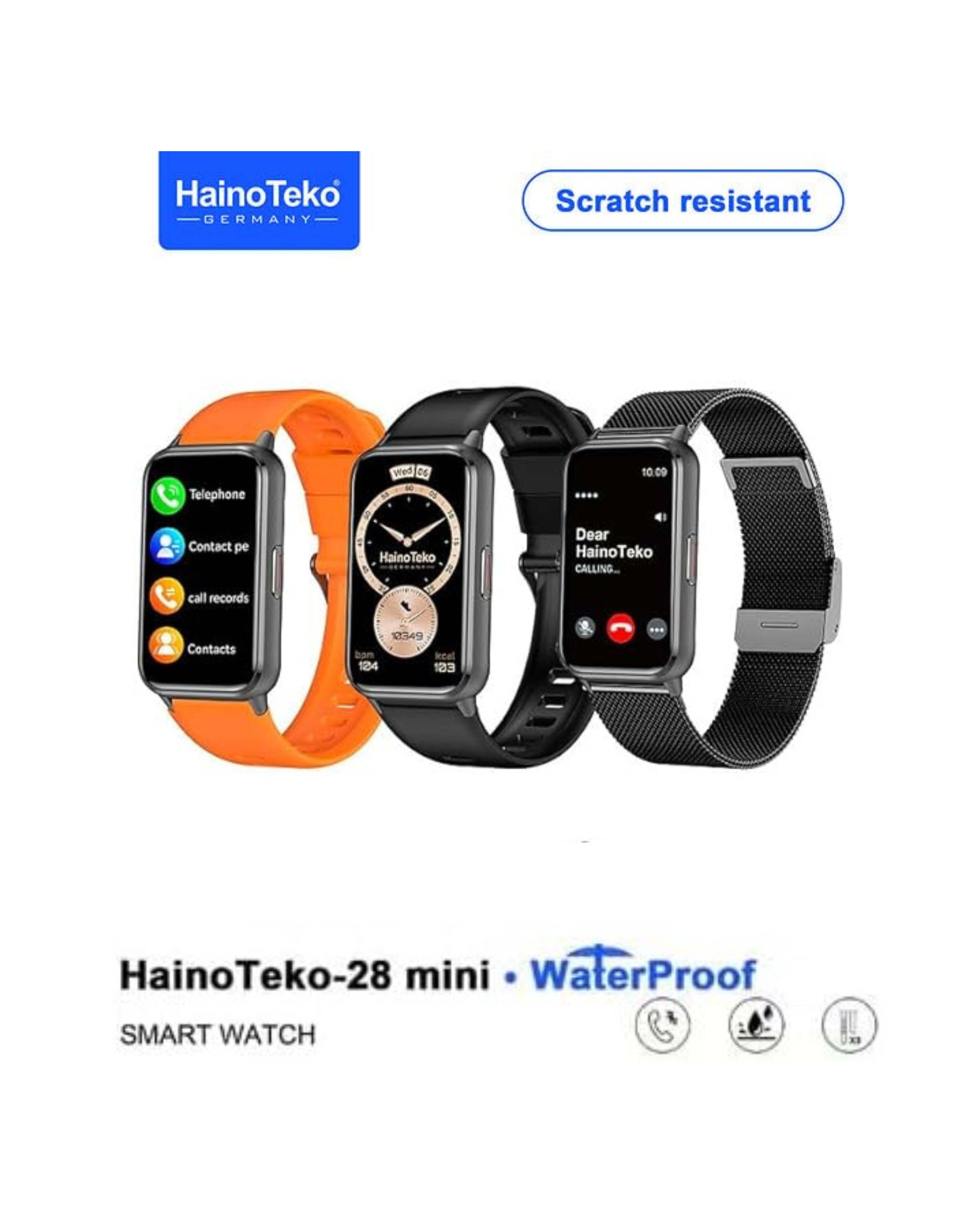 HainoTeko-28 Mini Waterproof Smart Watch with AMOLED Display Bluetooth Calling