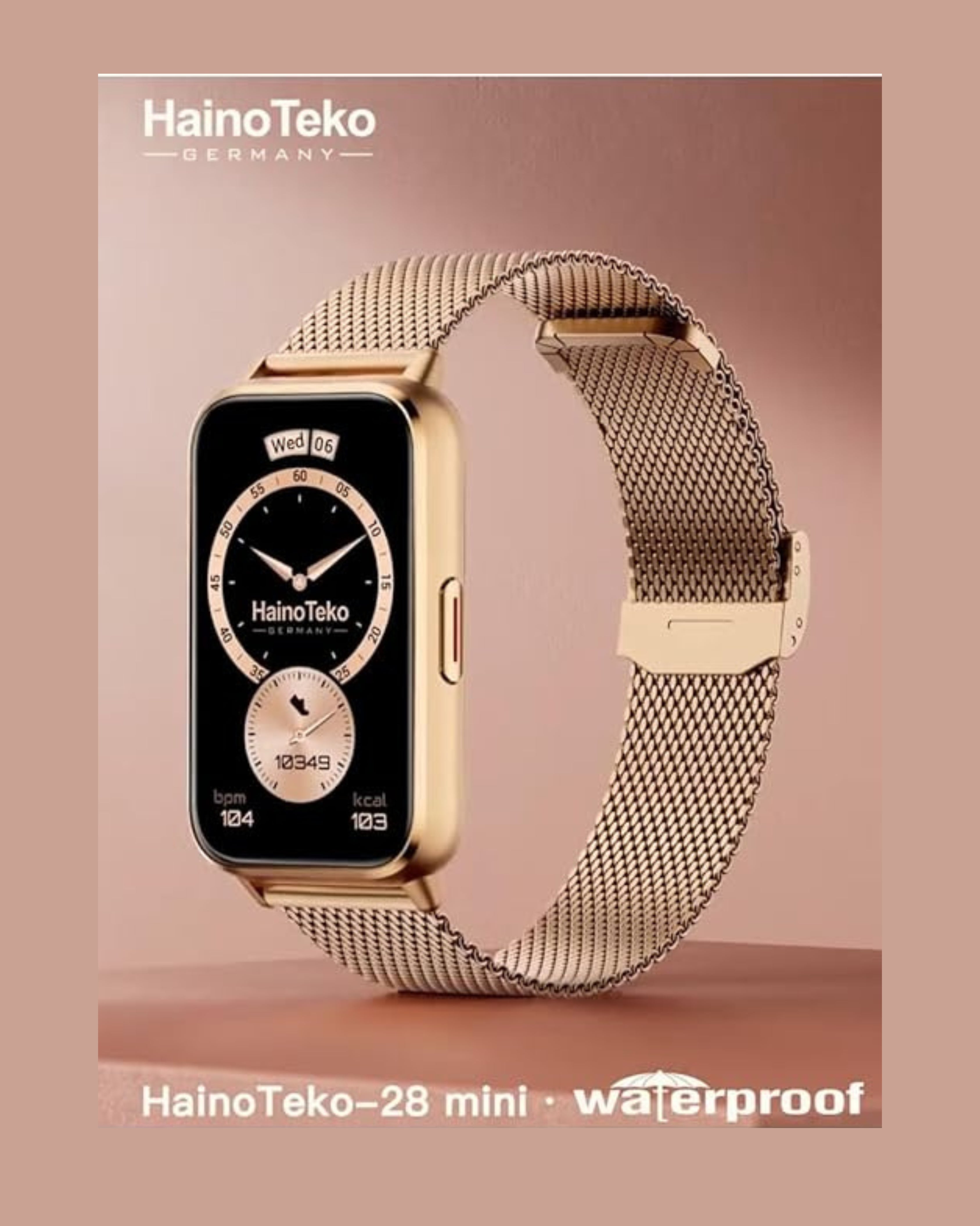 HainoTeko-28 Mini Waterproof Smart Watch with AMOLED Display Bluetooth Calling