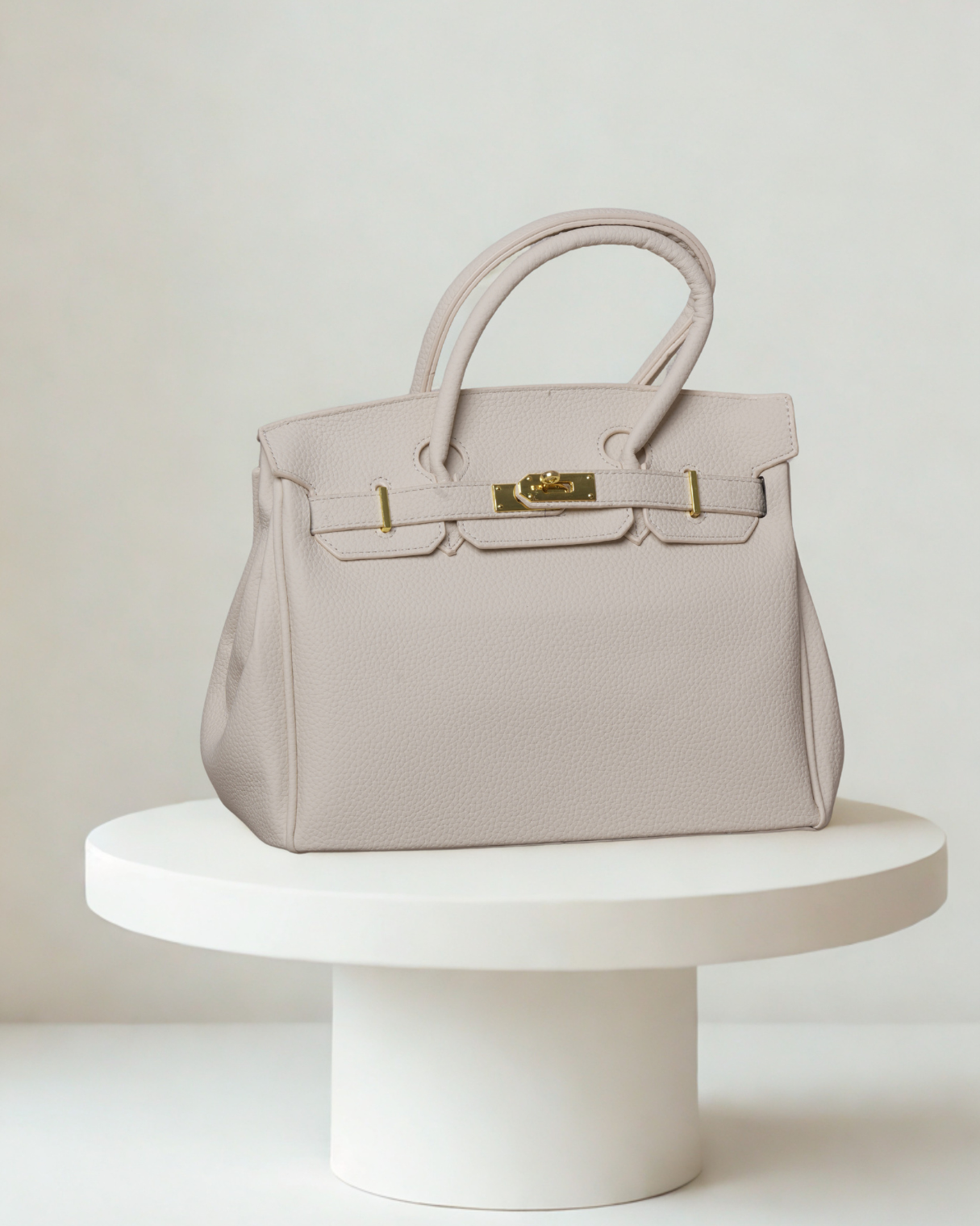 Classic Pebbled Top Handle Satchel | Elegant Turn-Lock Handbag & Crossbody