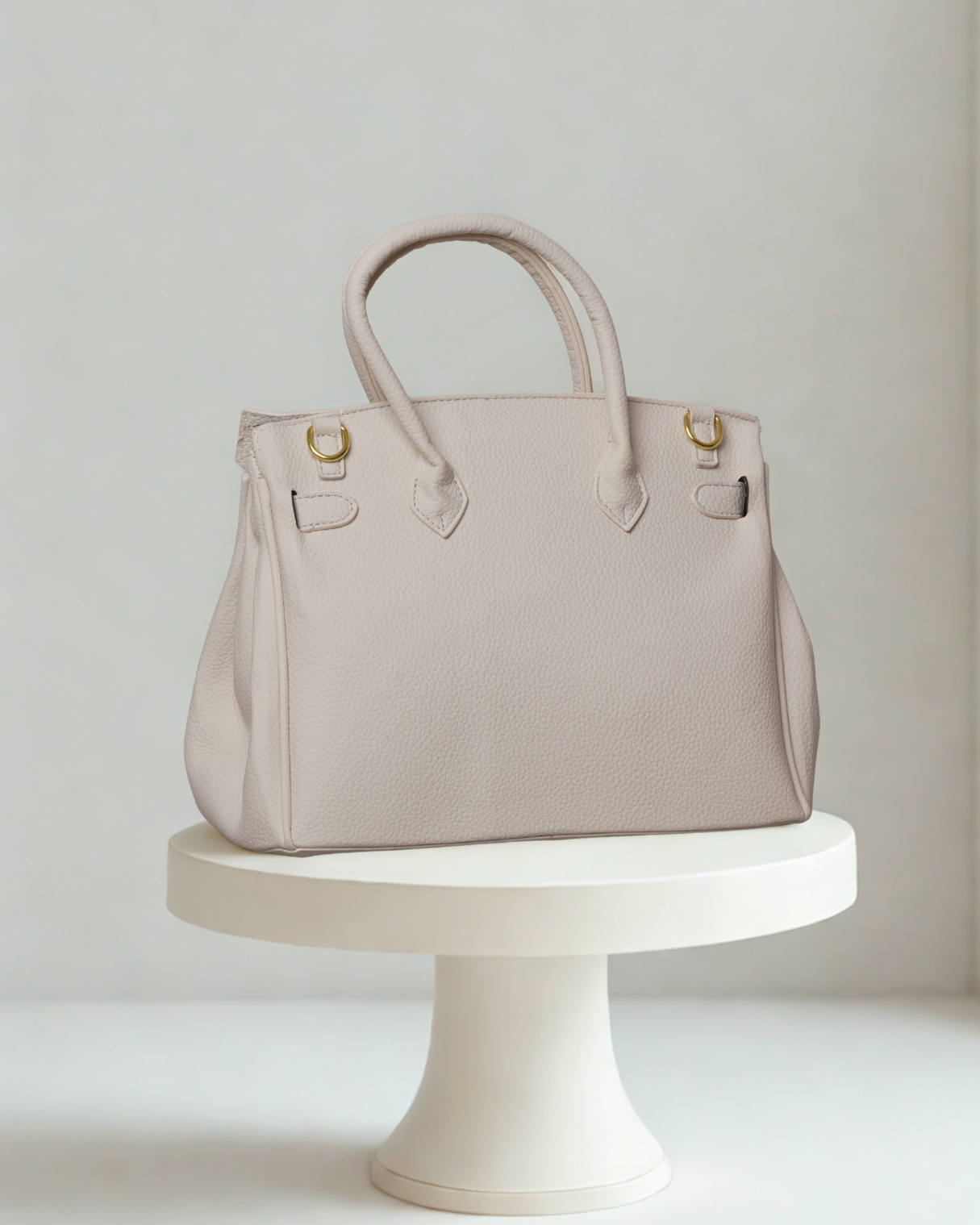 Classic Pebbled Top Handle Satchel | Elegant Turn-Lock Handbag & Crossbody