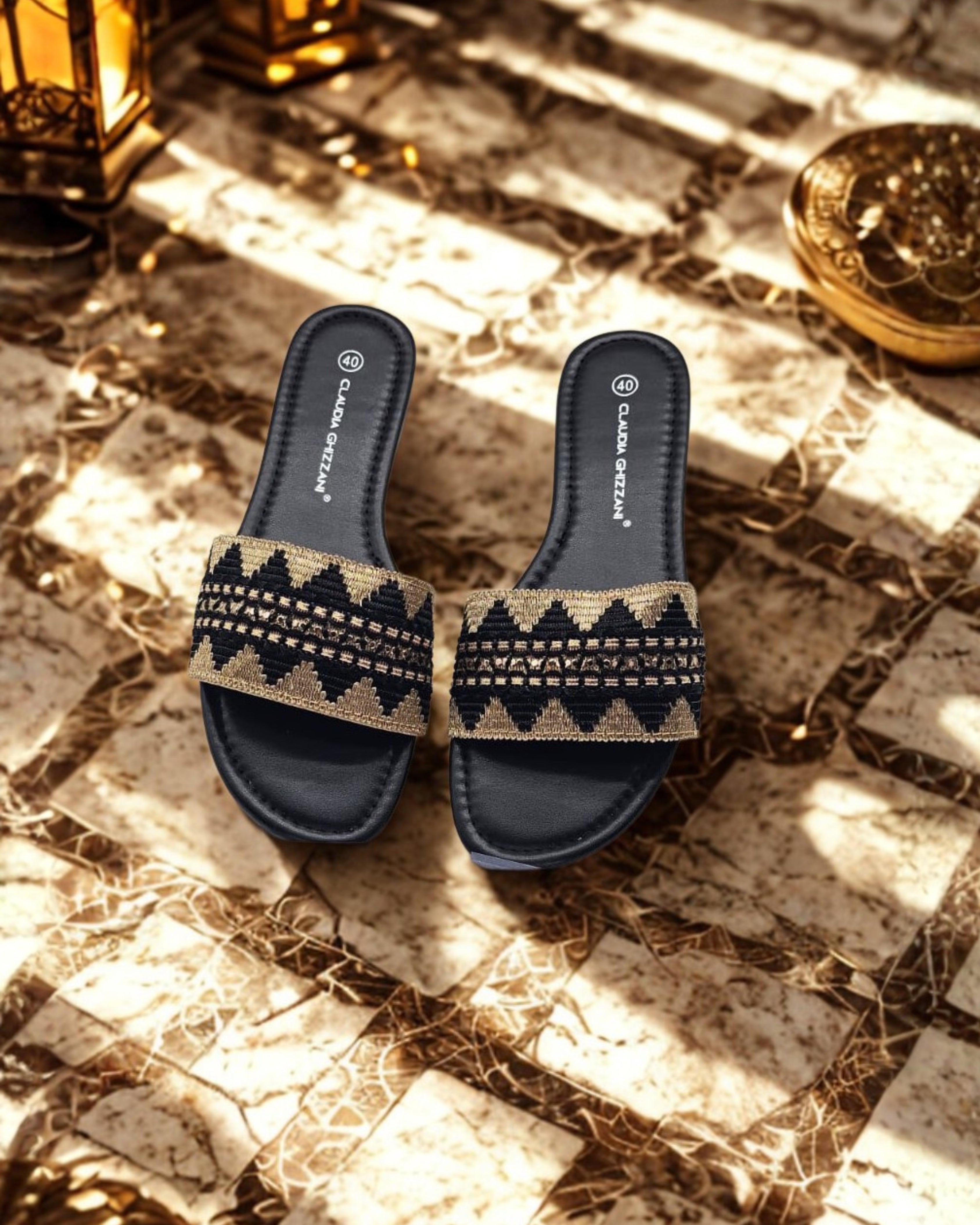 Women’s Festive Embroidered Slip-On Sandals – Elegant Ethnic Flat Slides for Casual outing