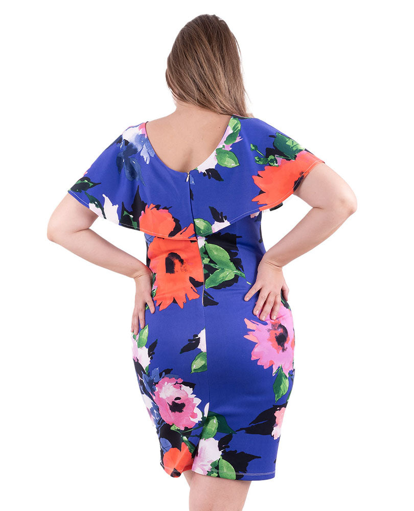 Royal blue floral dress for women