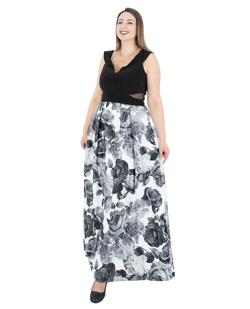 Women's High low floral gown cocktail dress