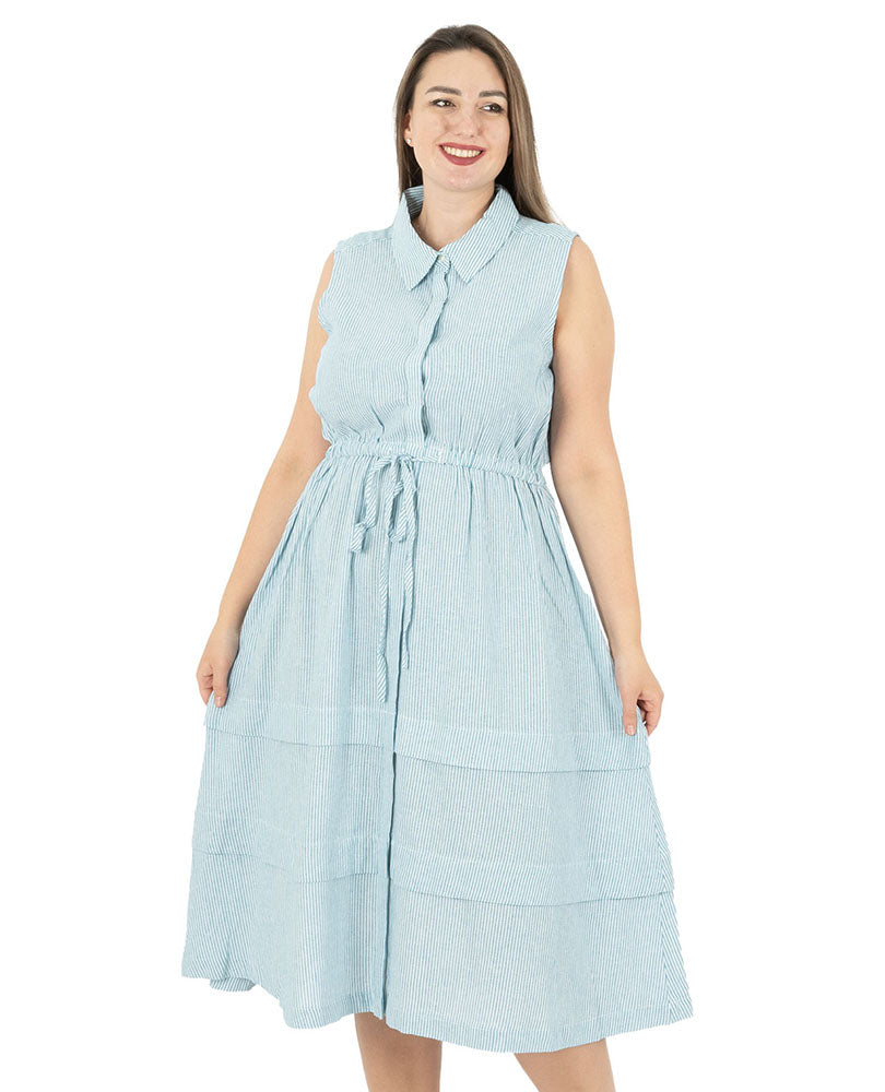 Women's Button front striped dress