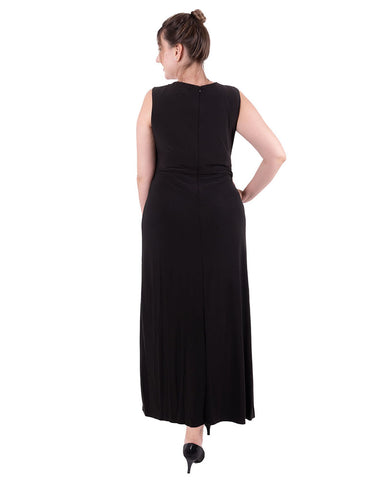 Plus Size Black Green Slimming empire waist maxi dress
