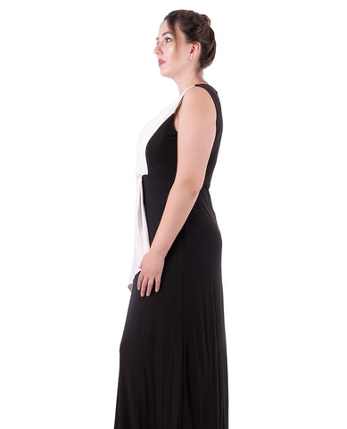 Plus Size Black White Slimming empire waist maxi dress