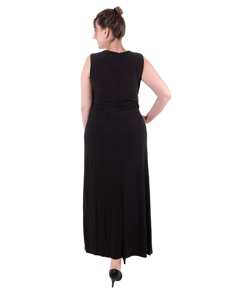 Plus Size Black green slimming empire waist maxi dress