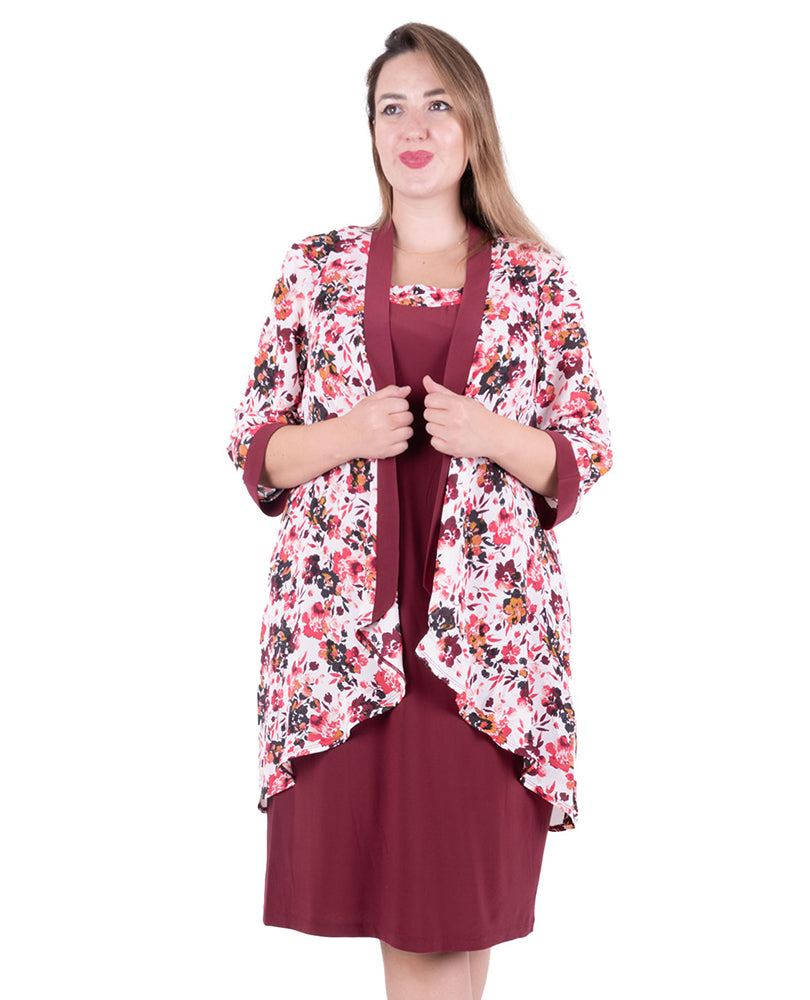 Pattern casual dress with short Jacket