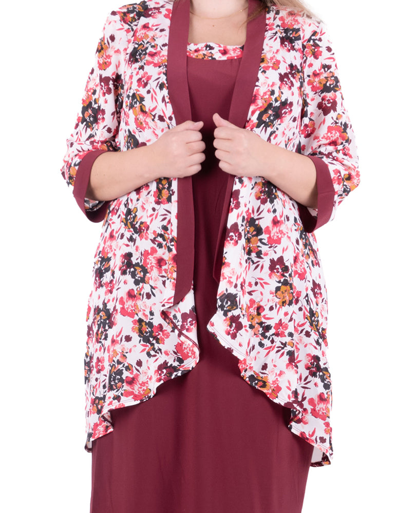Pattern casual dress with short Jacket