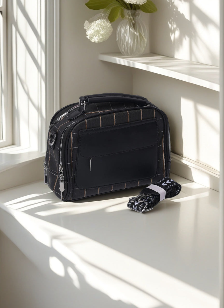Elegant Structured Crossbody & Top Handle Handbag for Women – Multi-Pocket Everyday Shoulder Bag with Adjustable Strap