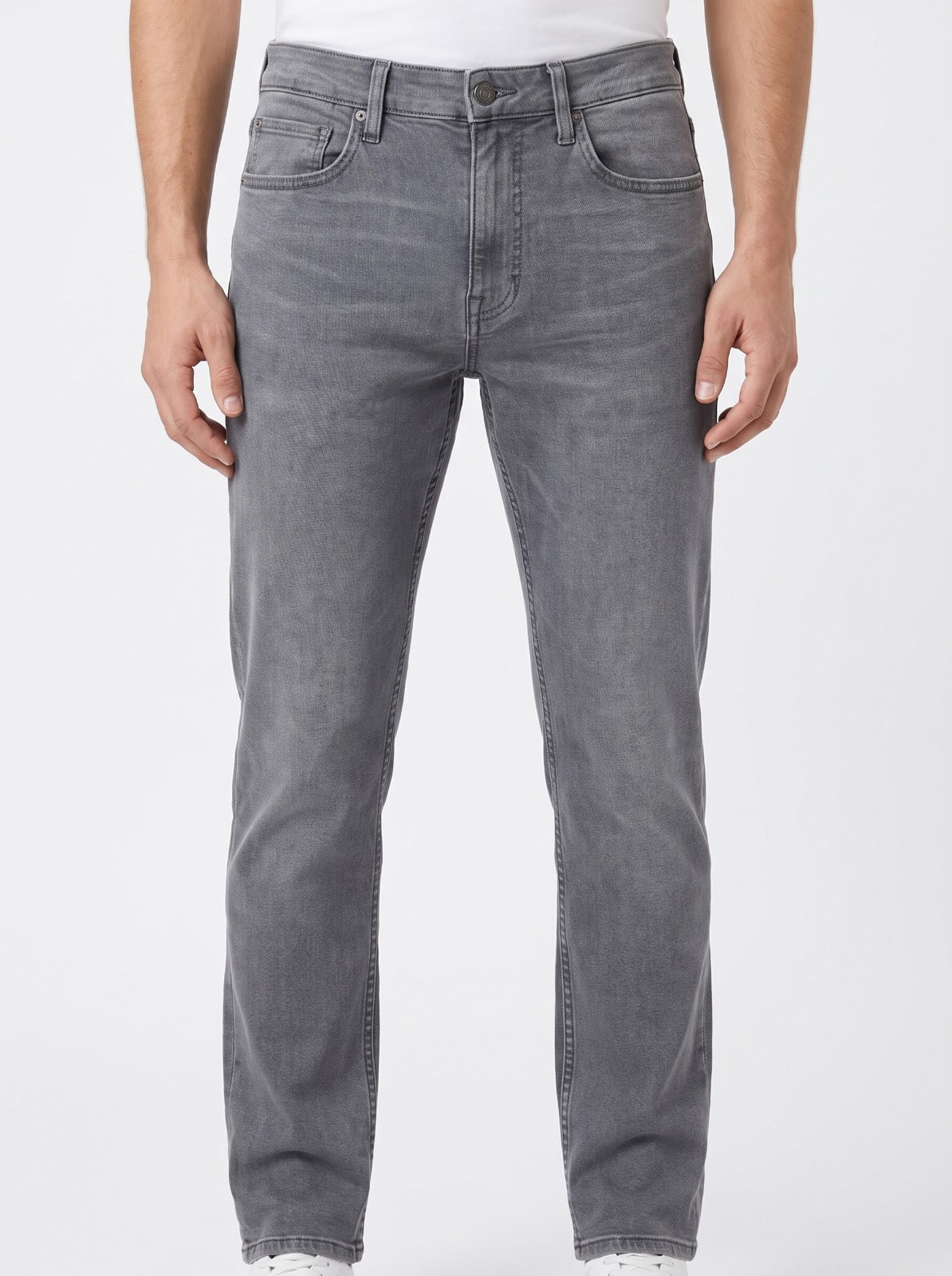 Men’s Slim Fit Stretch Denim Jeans – Light Grey Wash 5-Pocket Trousers