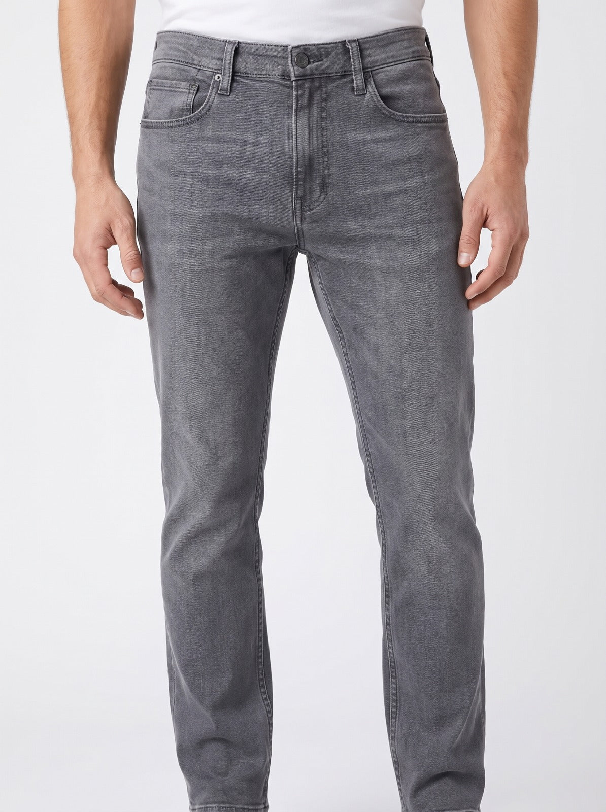 Men’s Slim Fit Stretch Denim Jeans – Light Grey Wash 5-Pocket Trousers
