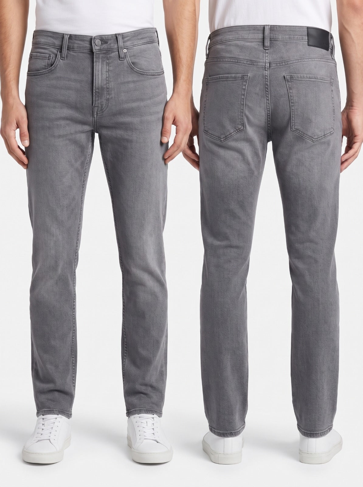 Men’s Slim Fit Stretch Denim Jeans – Light Grey Wash 5-Pocket Trousers