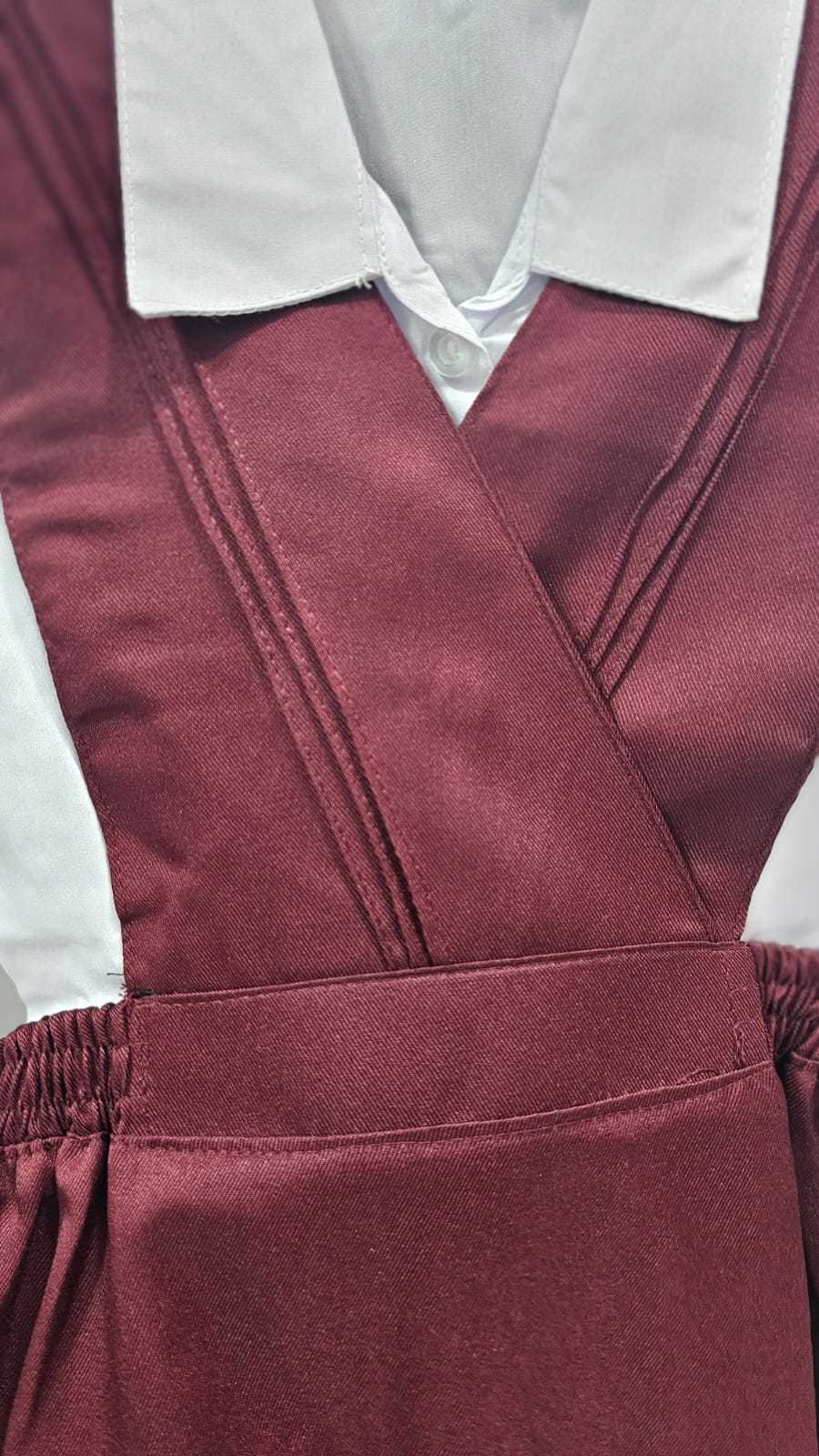 Classic Maroon School Uniform Dress with White Shirt