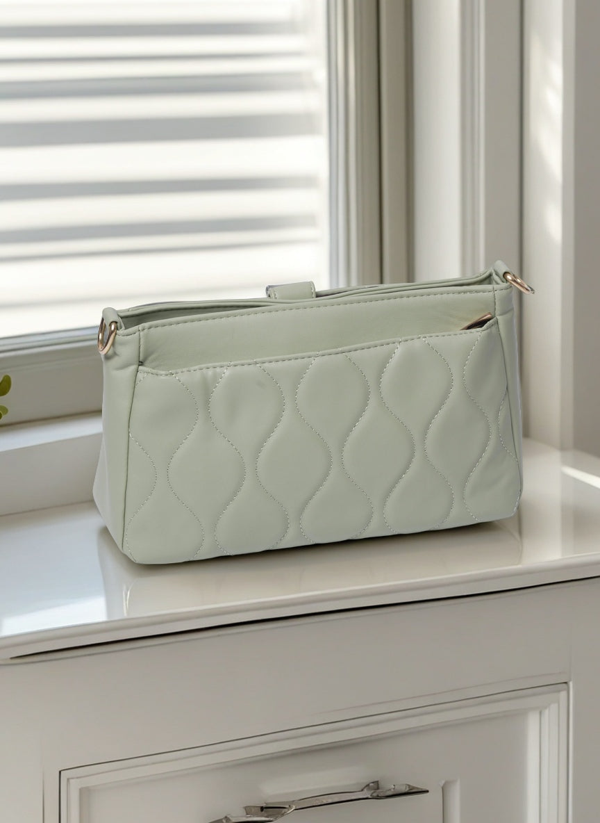 Chic Wavy Quilted Top-Handle Bag – Convertible Crossbody