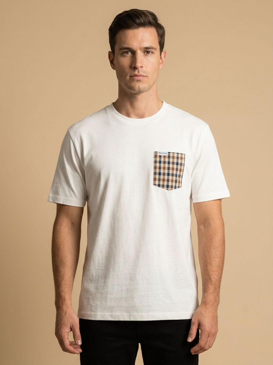 Men’s Heritage Cotton Pocket T-Shirt – Signature Check Contrast
