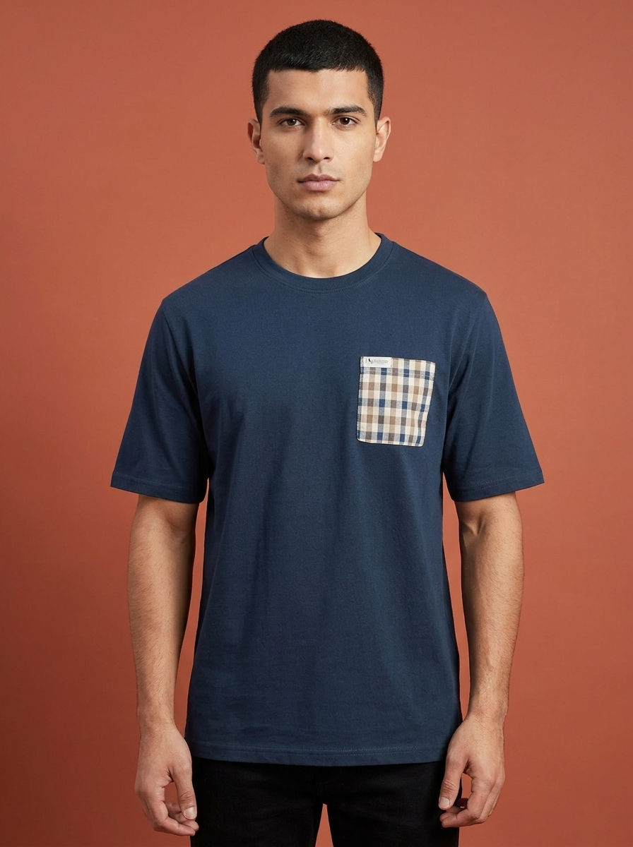 Men’s Heritage Cotton Pocket T-Shirt – Signature Check Contrast