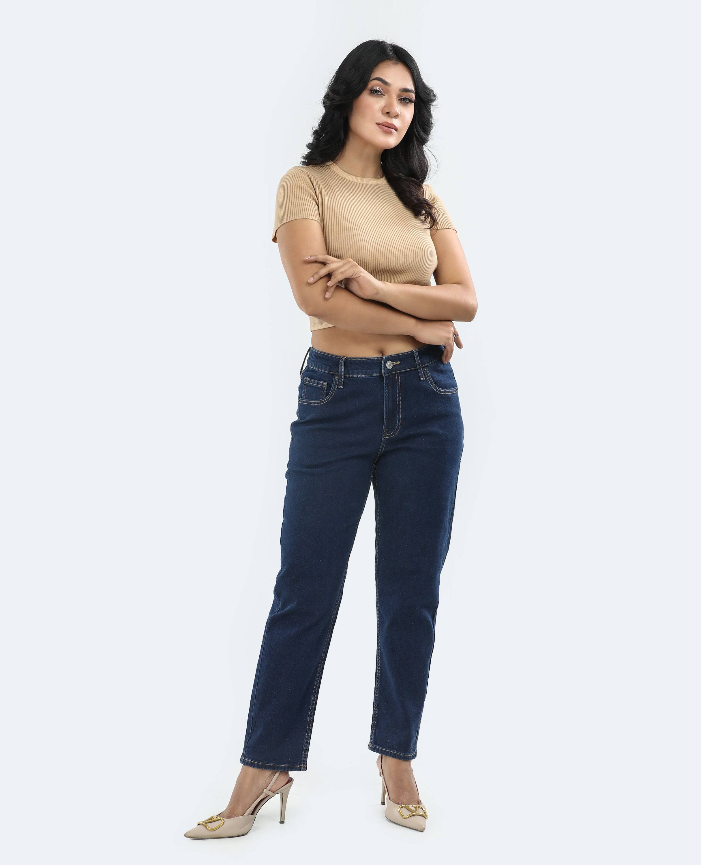 Wide_Leg_Jeans_for_Women_FineLook_Blue_color_front side picture