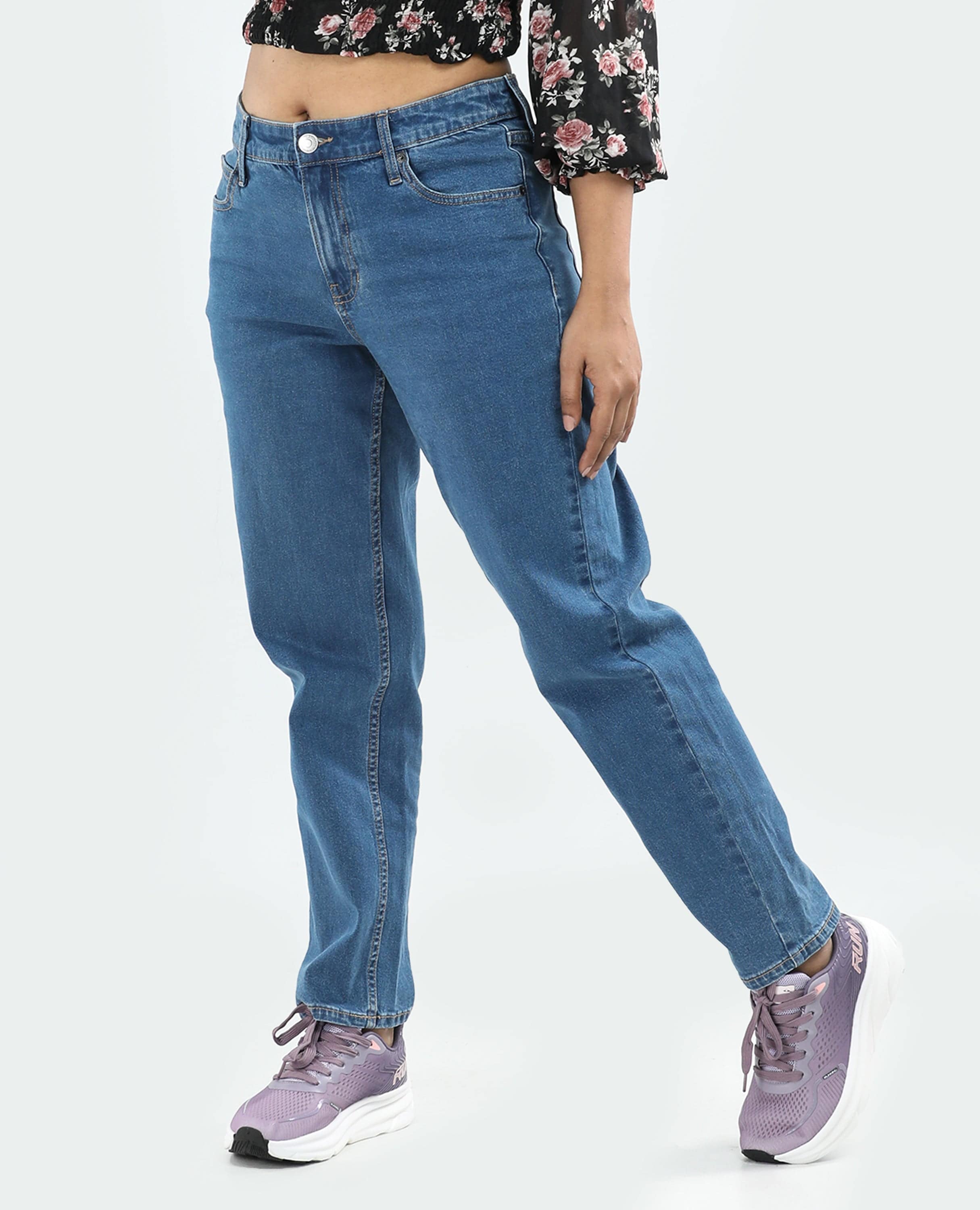 Wide Leg Jeans for Women FineLook Blue color left side picture