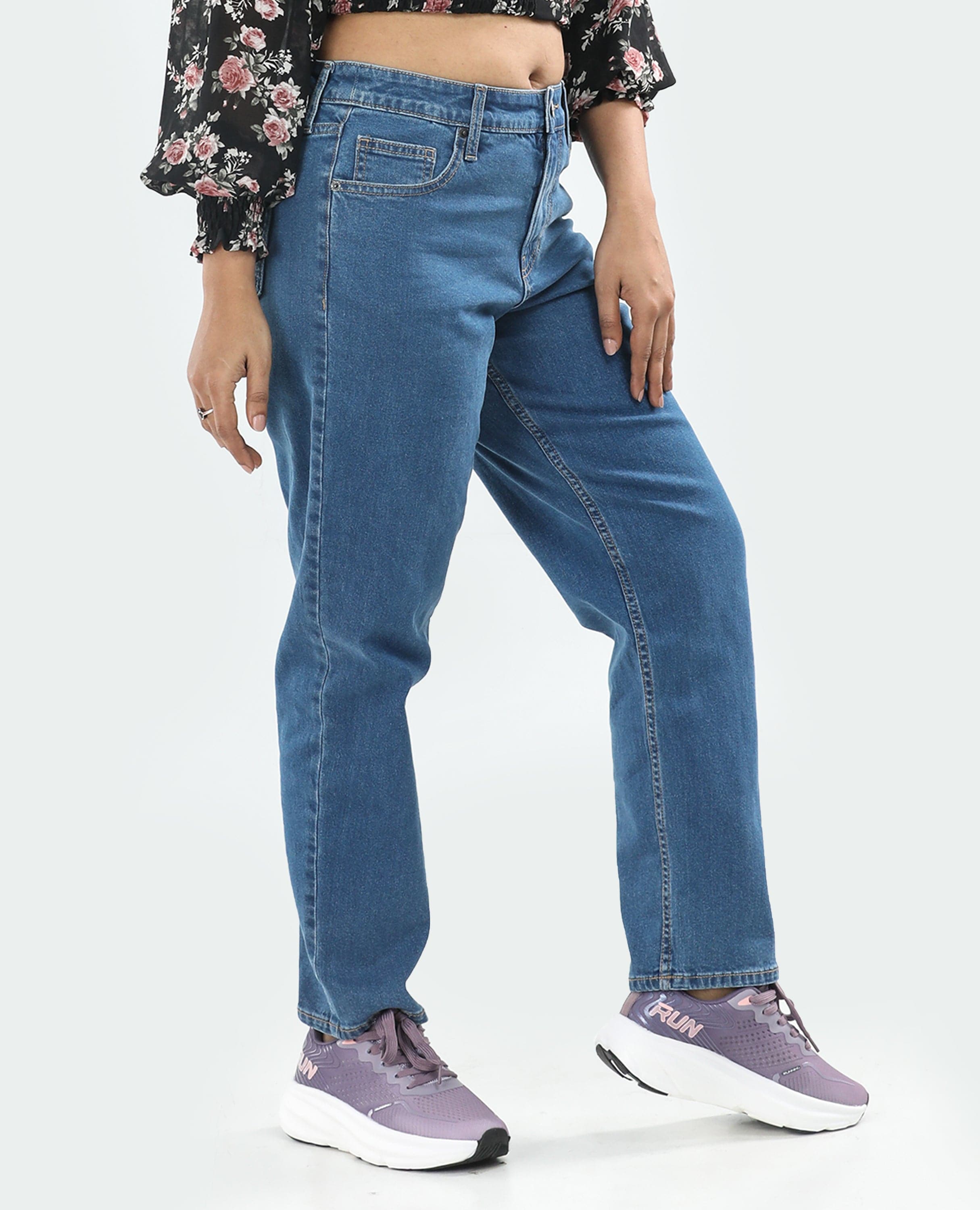 Wide Leg Jeans for Women FineLook Blue color side picture