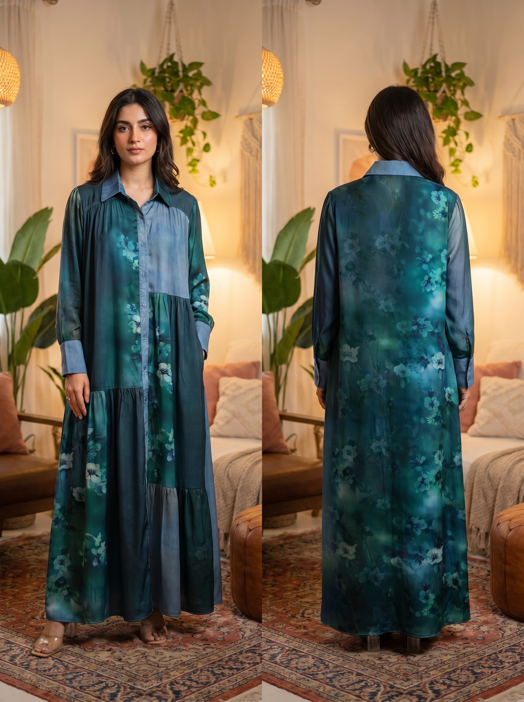 Boho-Chic Embroidered Maxi Jalabiya – Floral Modest Long Dress