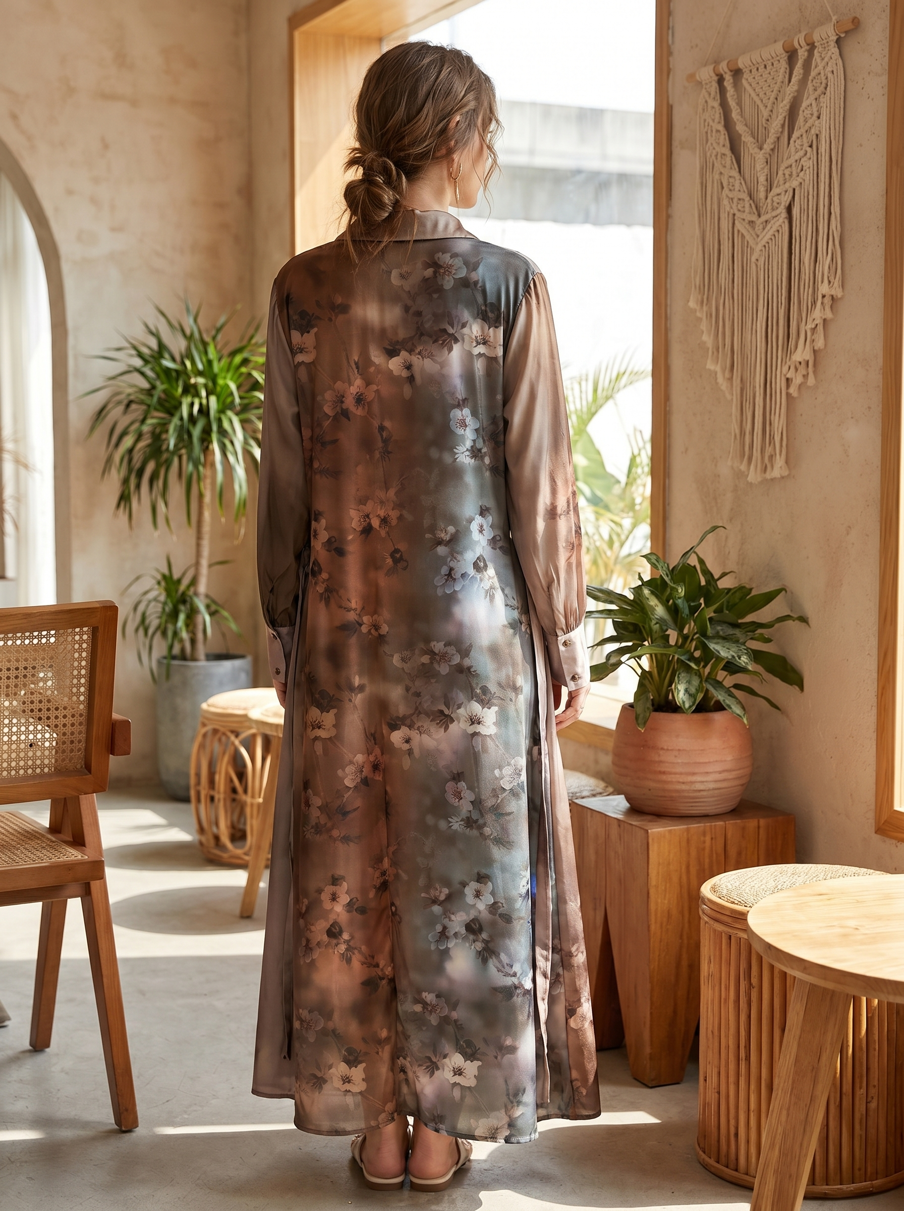 Boho-Chic Embroidered Maxi Jalabiya – Floral Modest Long Dress