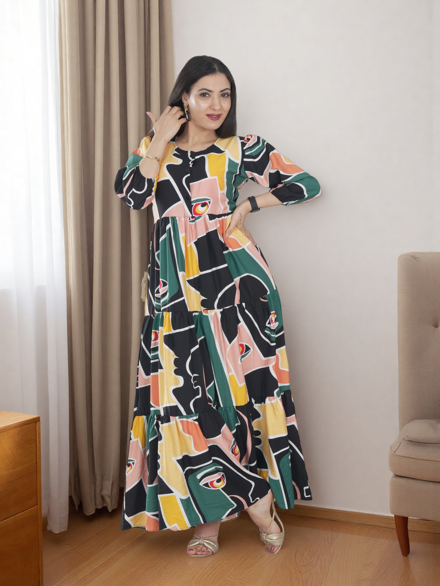 Abstract Art Maxi Dress for Women - Finelook