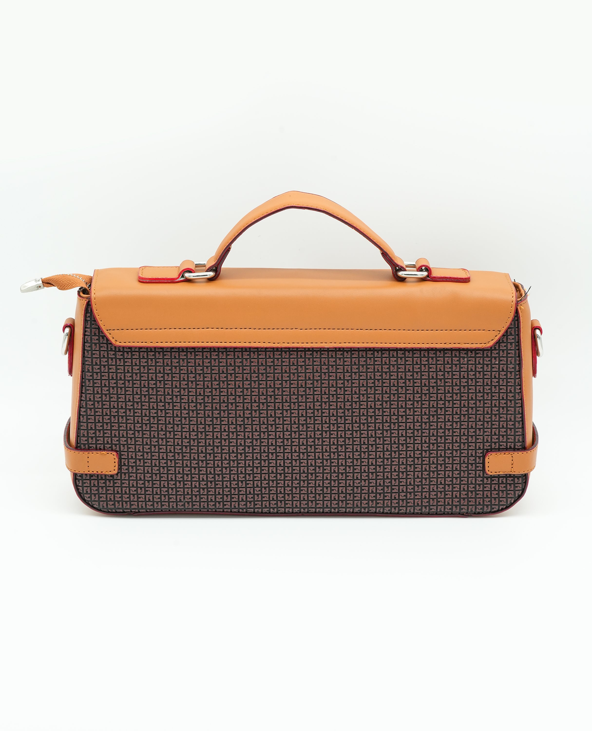 Women All-Over Monogram Print Satchel Bag with Detachable Strap.