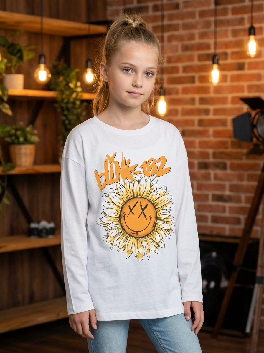 Girl’s Drop Shoulder Long Sleeve T-shirt - 2 Piece Set