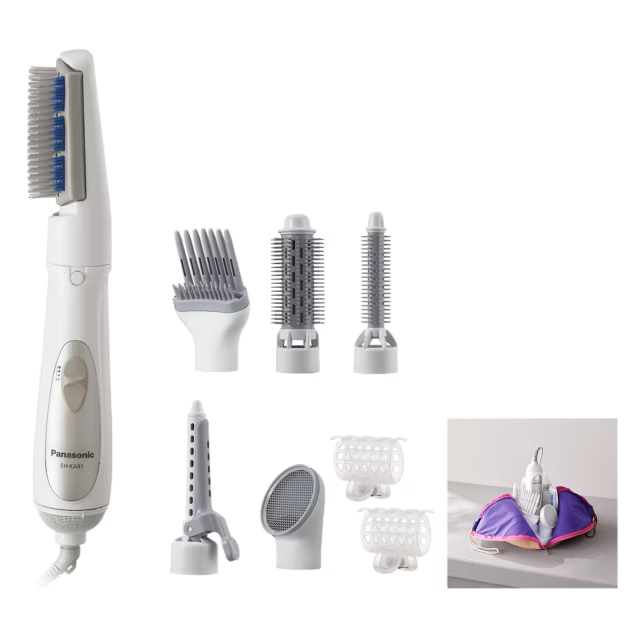 Panasonic Hair Styler EH-KA81 - Versatile Styling with 6 Attachments, 2 Hair Clips, Pouch