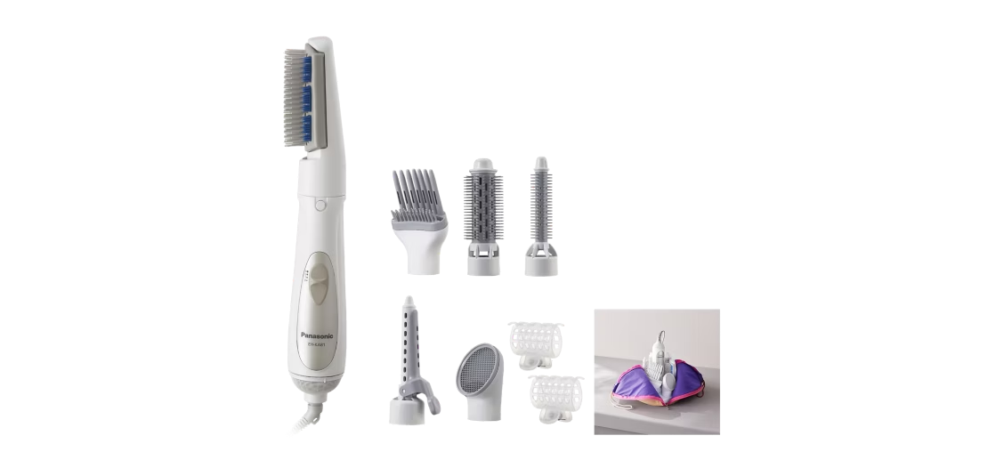 Panasonic Hair Styler EH-KA81 - Versatile Styling with 6 Attachments, 2 Hair Clips, Pouch
